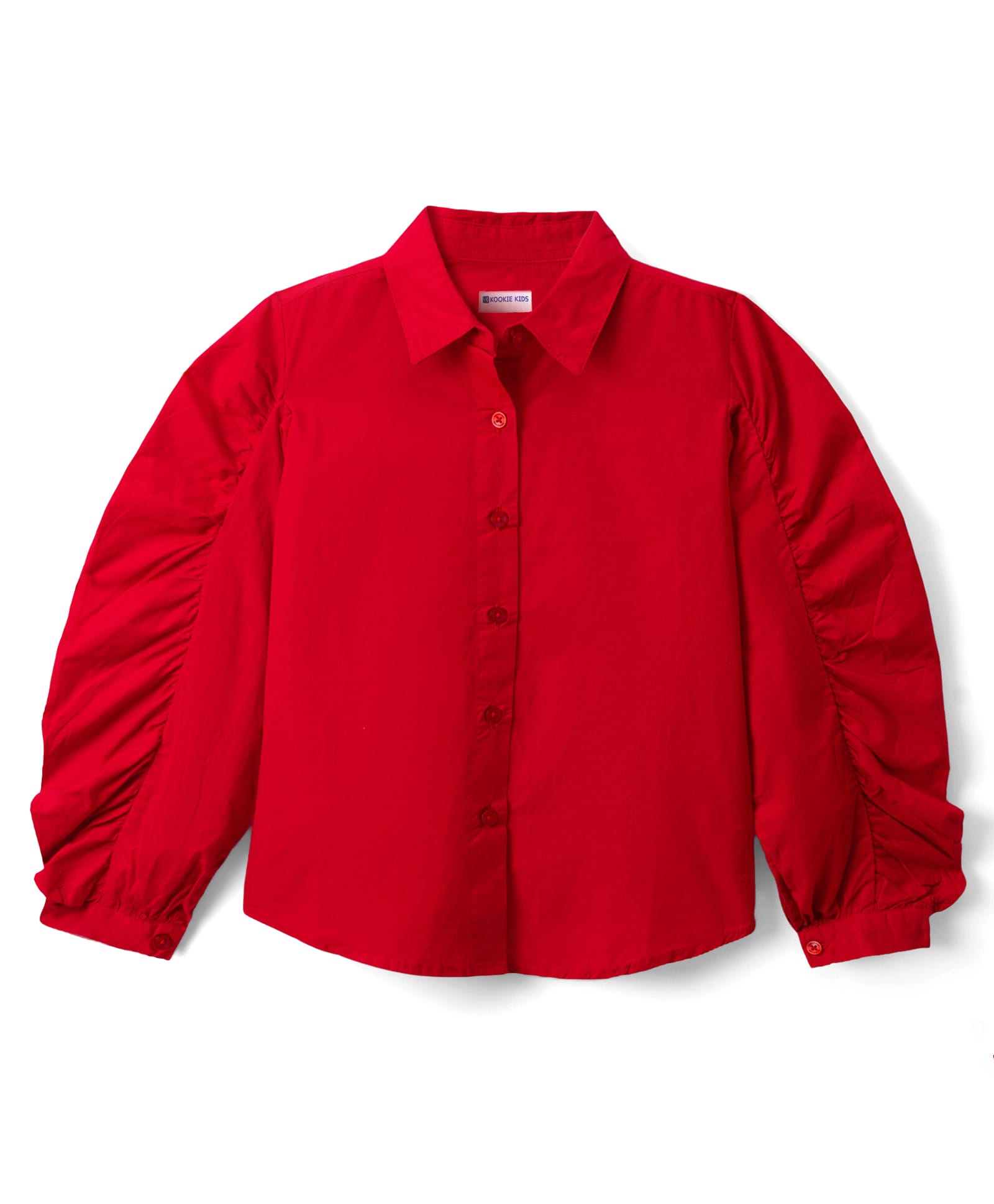 kookie kids india Kookie Kids Poplin Woven Full Sleeves Solid Top - Red-picture-24