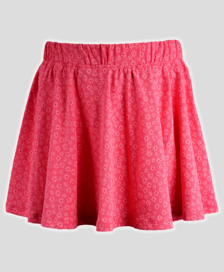 Charm n Cherish Cotton Blend Knit Floral Printed Skirt - Red-picture-13
