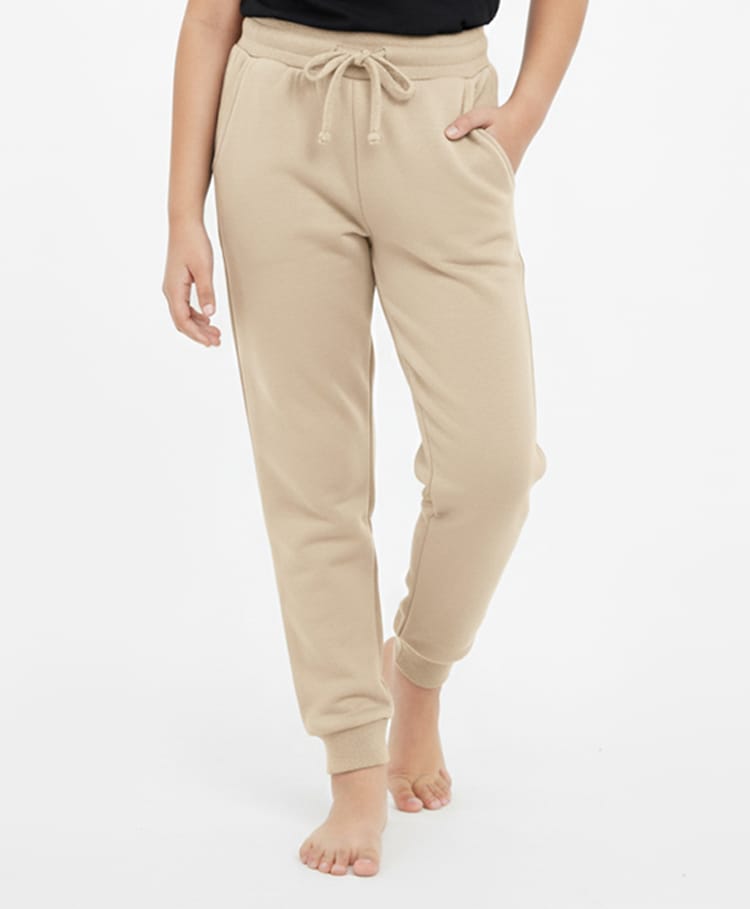 Charm n Cherish Cotton Blend Knit Solid Joggers - Beige-image-42