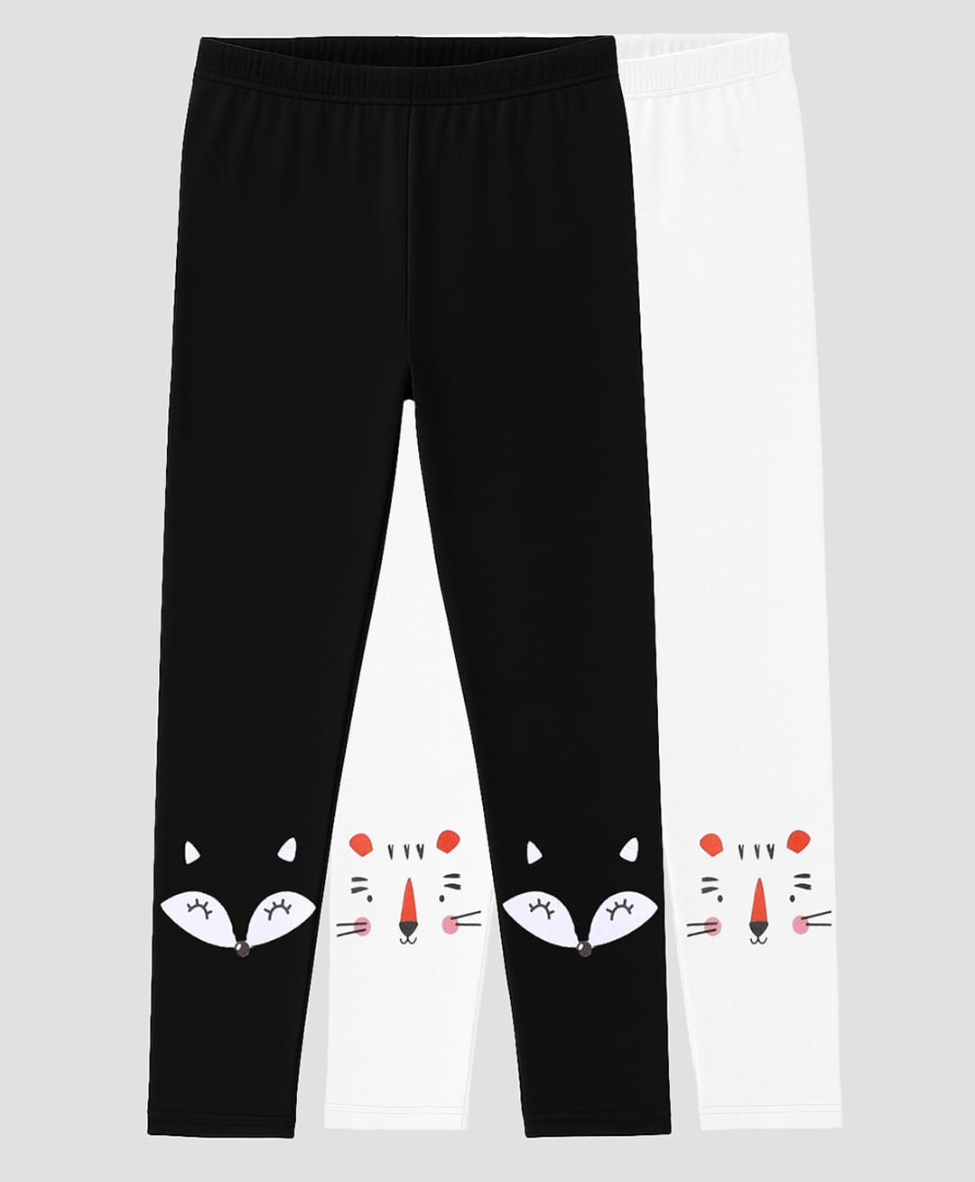 Charm n Cherish Cotton Blend Knit Pack Of 2 Animals Printed Leggings - Black & White-picture-13