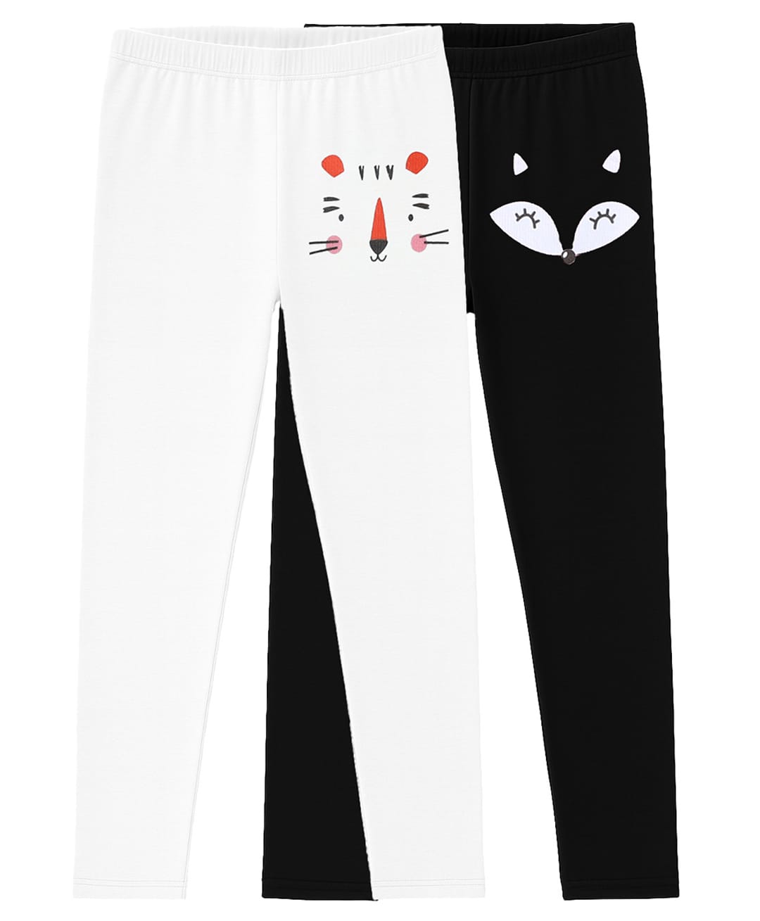 Charm n Cherish Cotton Blend Knit Pack Of 2 Animals Printed Leggings - Black & White-image-31