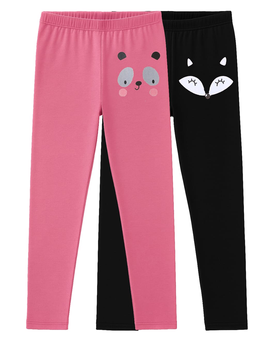 Charm n Cherish Cotton Blend Knit Pack Of 2 Animals Printed Leggings - Black & Pink-picture-12