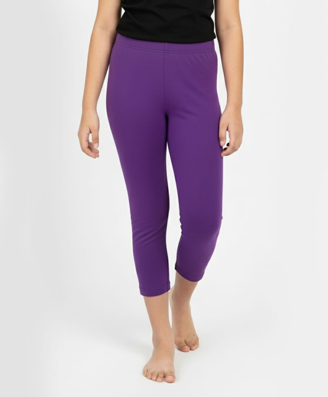 Charm n Cherish Cotton Blend Knit Solid Leggings - Purple-picture-24