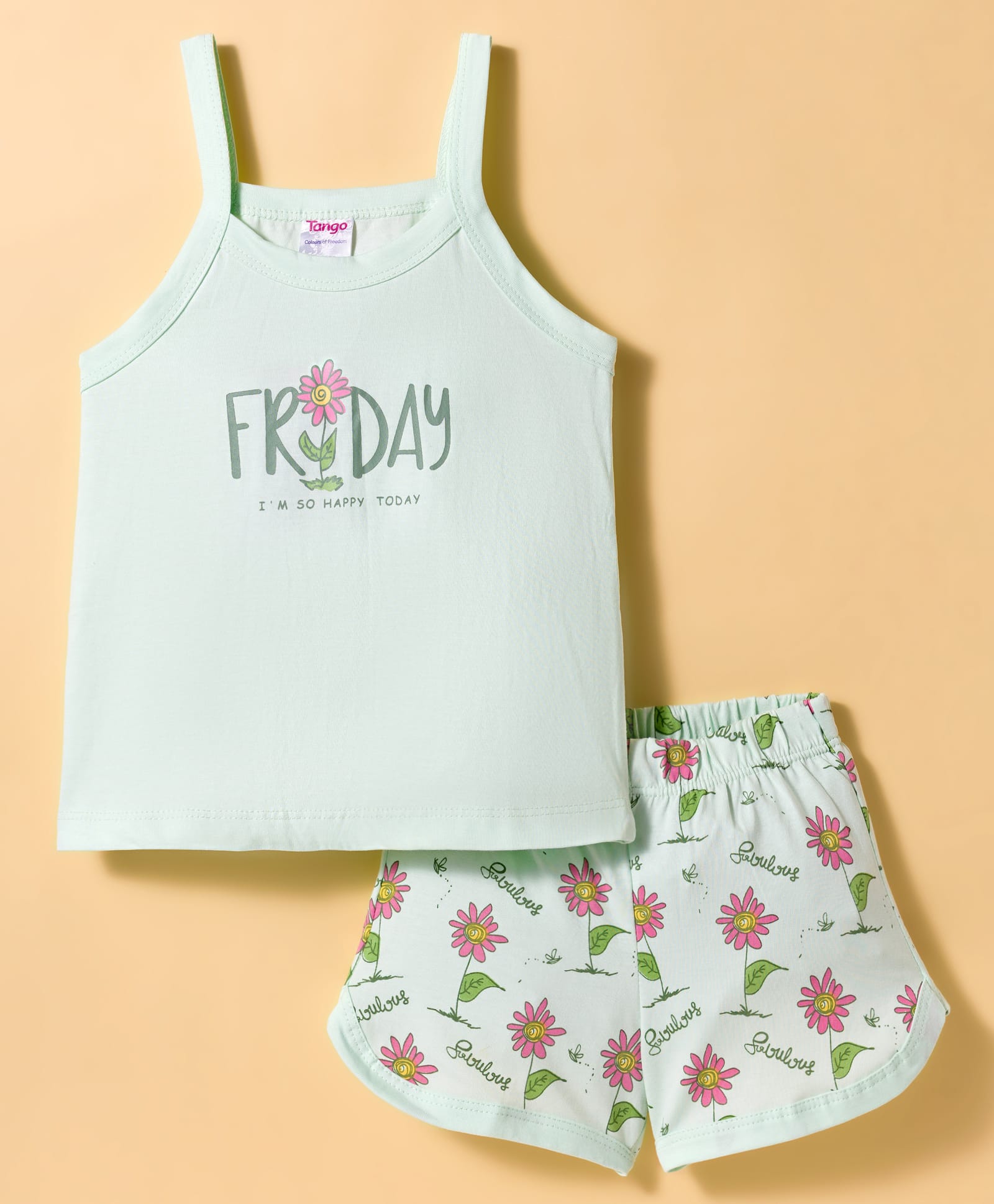 Tango Single Jersey Knit Sleeveless Innerwear Set with Floral Print - Sea Green-image-17