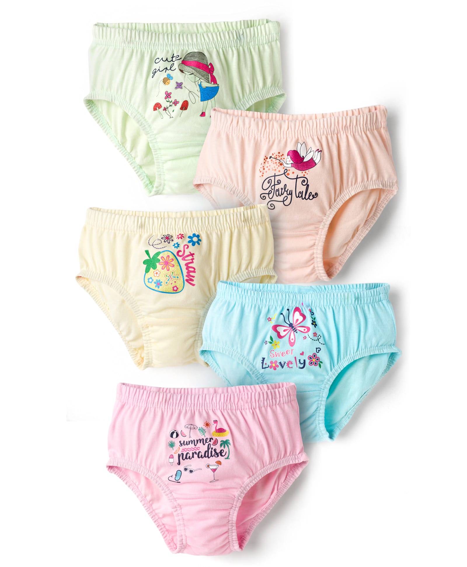 Bodycare Cotton Knit Panties With Text Print Pack Of 5 - Colour May Vary-picture-49