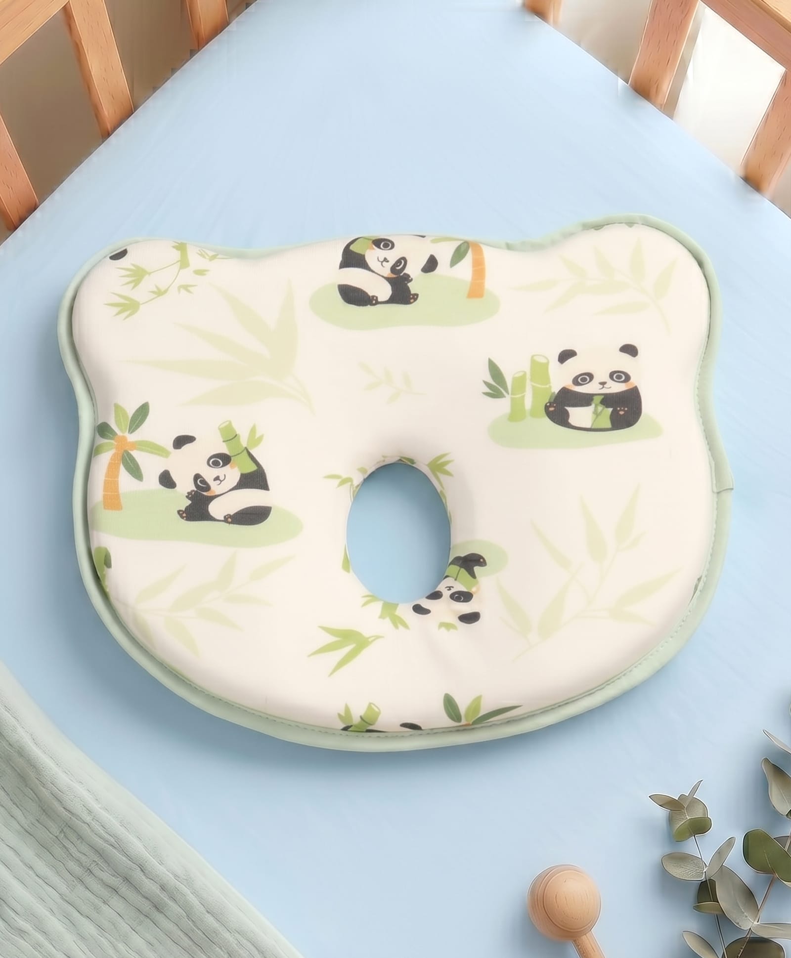Babyhug Bear Shaped Baby Head Support Pillow Panda Print| Prevents Flat Head| Cotton Pillow for Newborn| Soft Breathable Cotton Cover| Ergonomic Head Support| Lightweight Travel Friendly| Memory Foam-picture-21