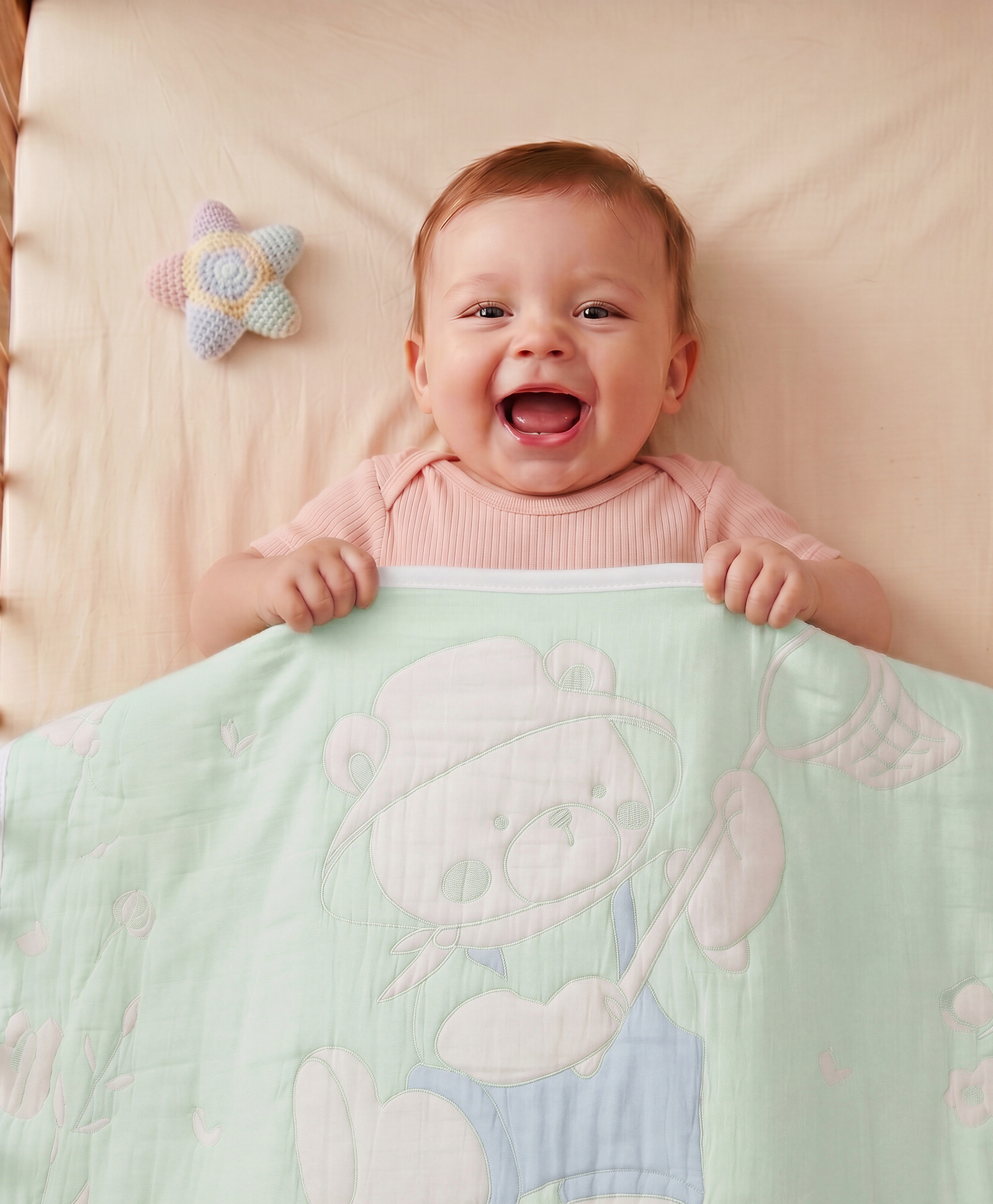 Babyhug 100% Pure Bamboo Baby Blanket Cute Bear Print - Light Green| 6 Layer Quilting| Ultra Soft & Light Weight (520g)| Breathable & Absorbent| 0-24 Months| New Born Essential-image-14