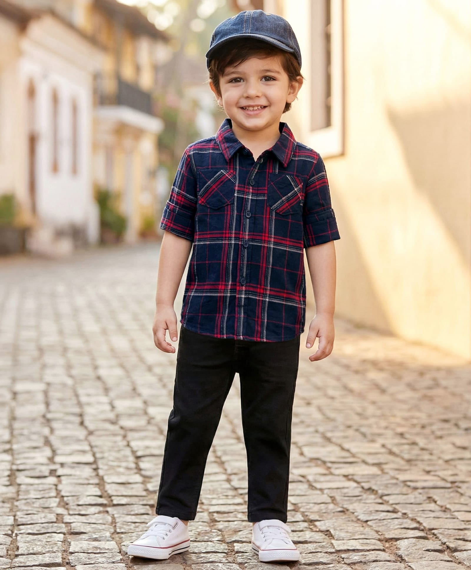 Babyhug Cotton Woven Full Sleeves Checkered Shirt & Denim Jeans Set - Black-picture-29