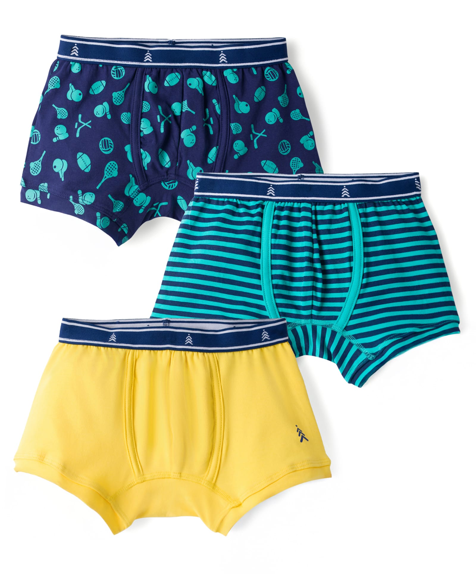 Pine Kids Cotton Knit Trunks With Stripes & Sports Theme Print Pack Of 3 ( Colour May Vary )