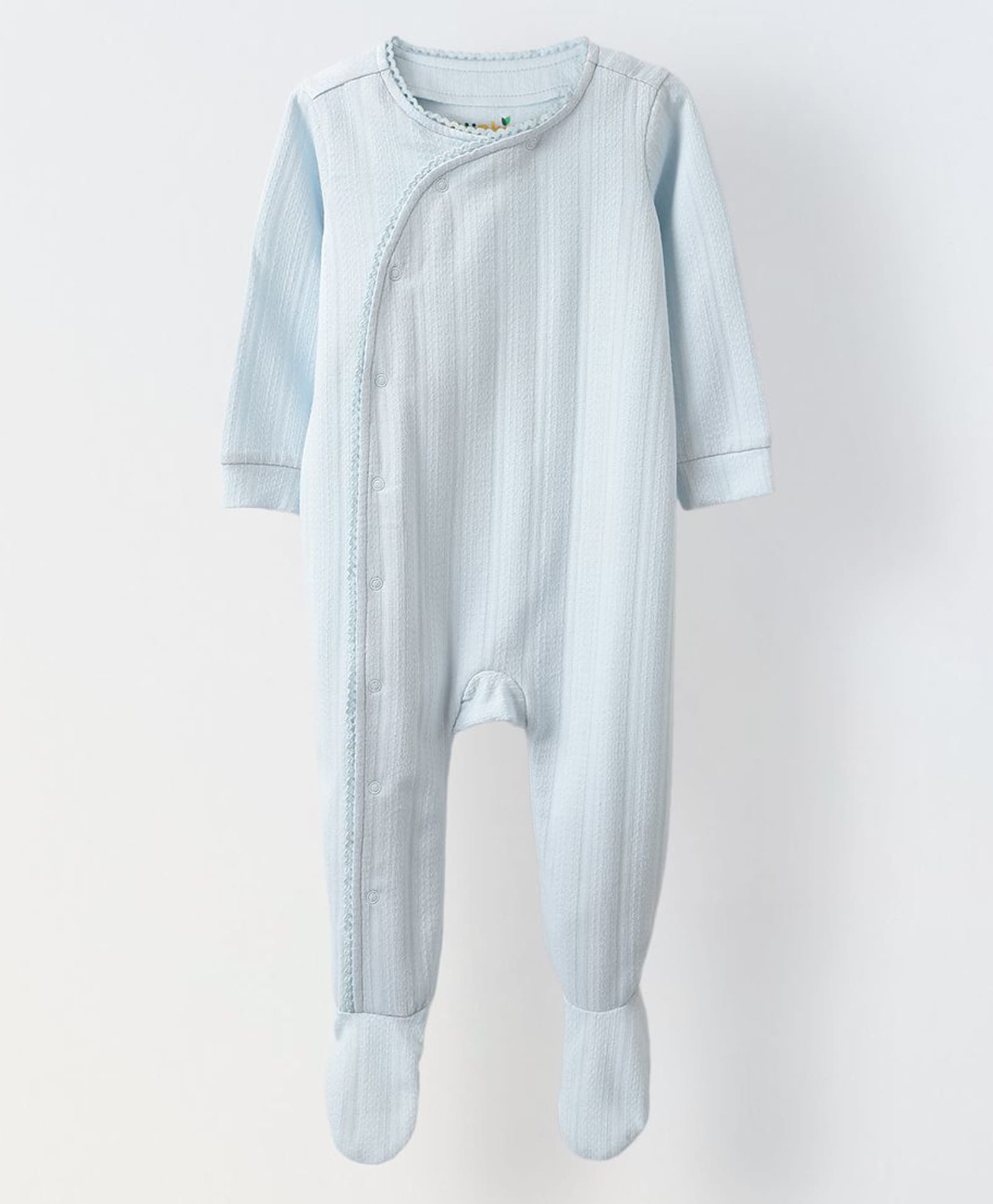 Spunkies Cotton Knit Full Sleeves Solid Footed Sleepsuit - Offwhite-image-12
