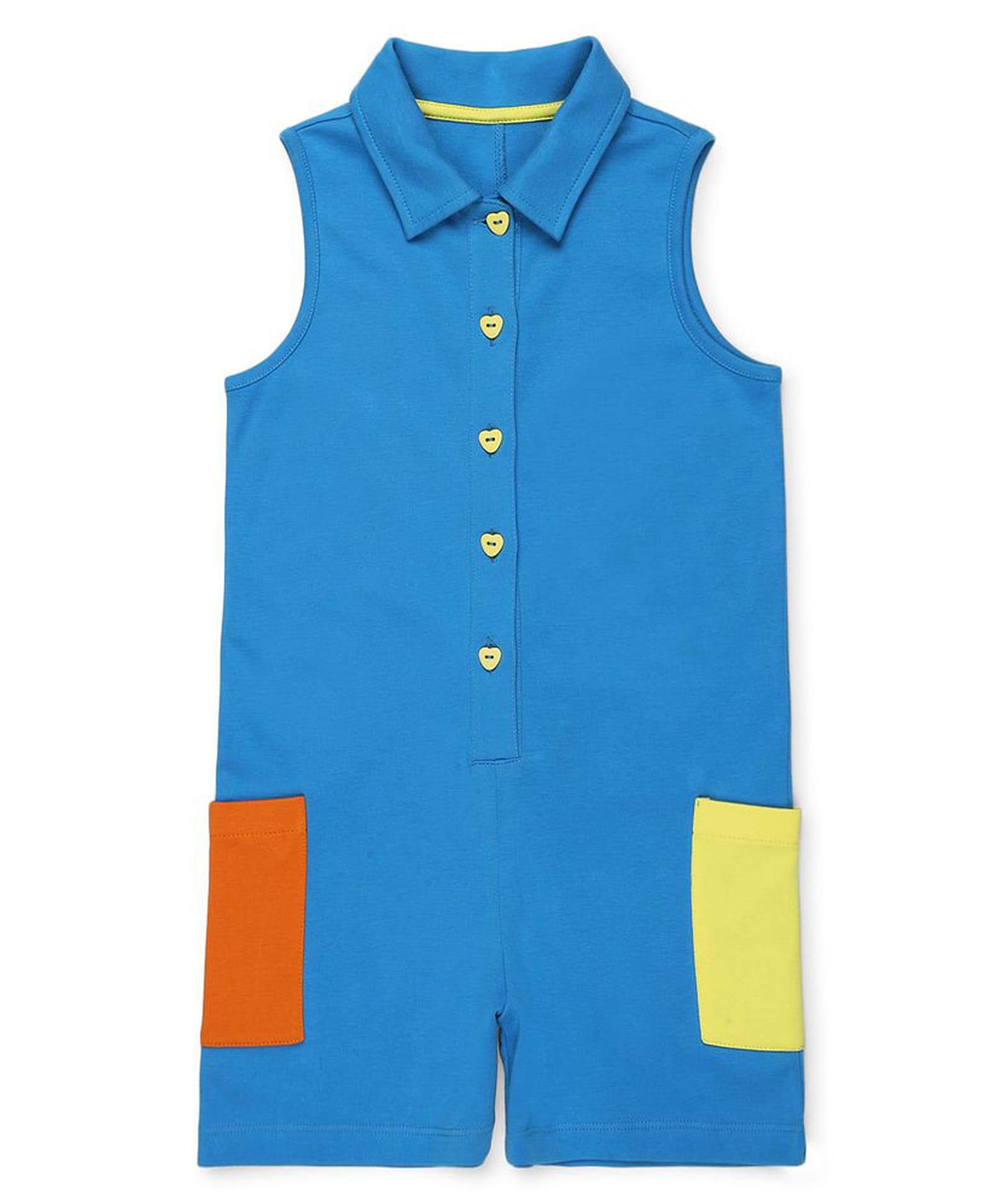 Spunkies Cotton Woven Sleeveless Colour Blocked Jumpsuit - Blue-picture-11