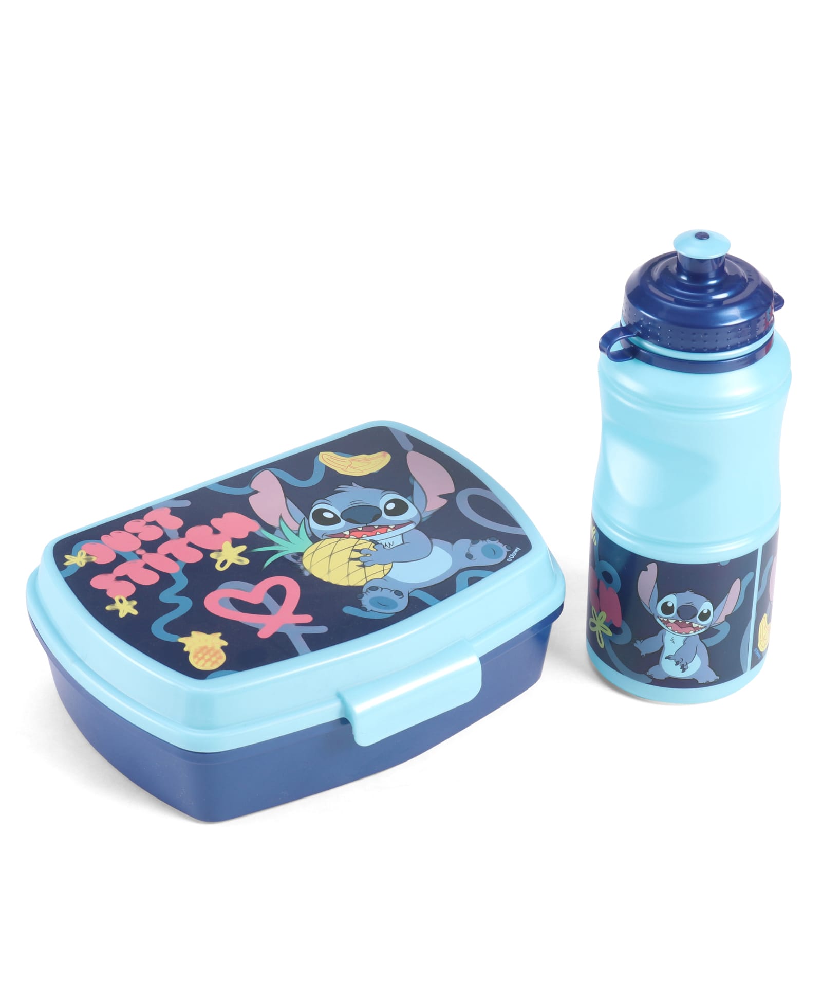 Disney Stitch Printed Palms Stor Lunch Box with Water Bottle - Blue-image-43