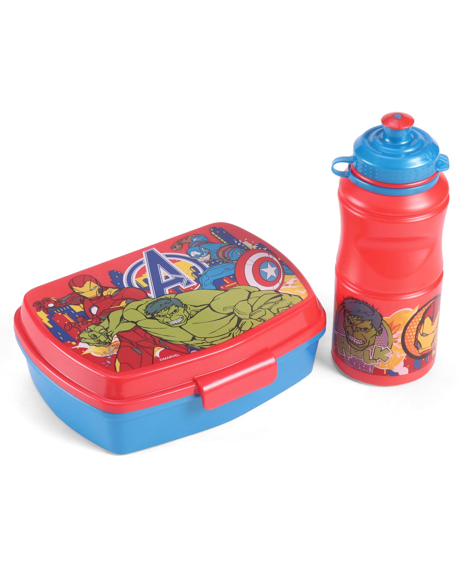 Avengers Printed Stor Lunch Box with Water Bottle - Red & Blue-picture-9
