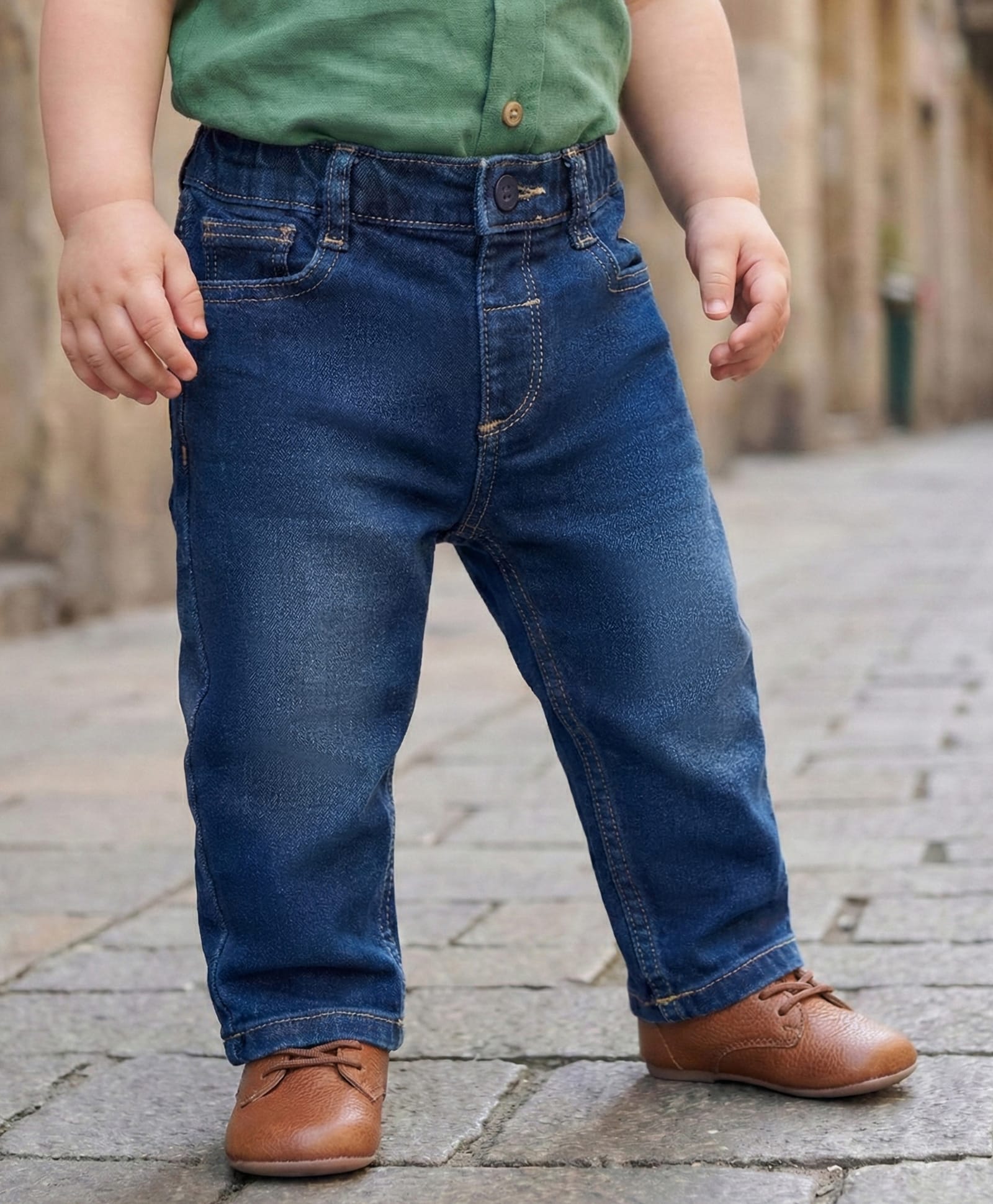 Babyoye Cotton Lycra Full Length Washed Jeans - Navy Blue-picture-27