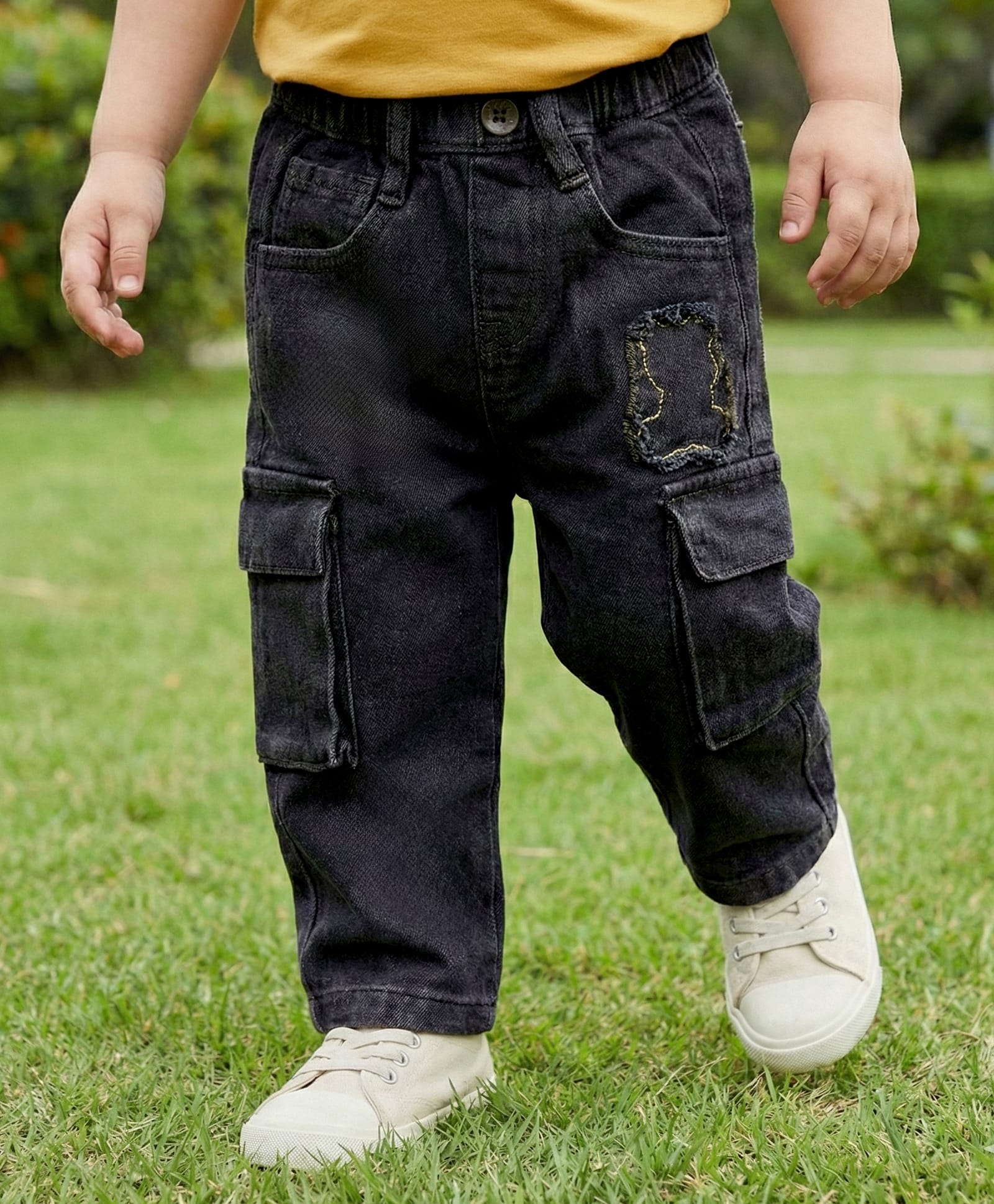 Babyoye Full Length Washed Denim Jeans - Black-image-9