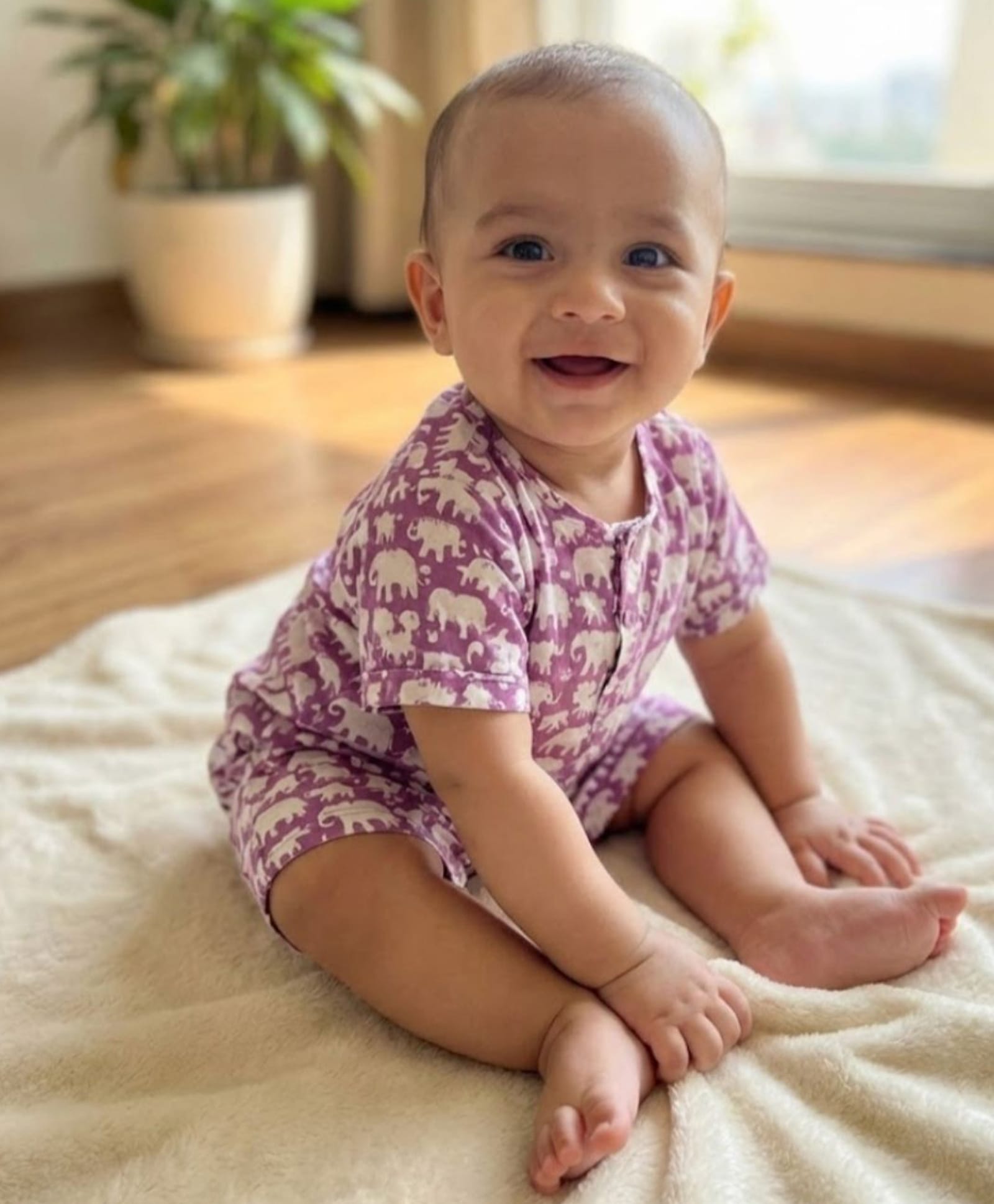 Tittertots Cotton Woven Animal Printed Coordinating Tee & Shorts Night Suit - Mauve-picture-14
