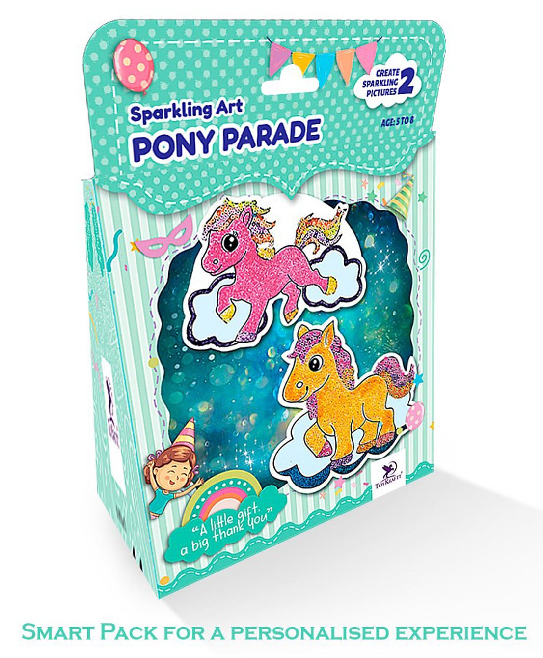 TOYKRAFTT ThankUbff - Sparkling Art - Pony Parade Return Gifts for Aged 5 to 8 years, Create 2 Pictures with Glitter & Sequin Art-image-27