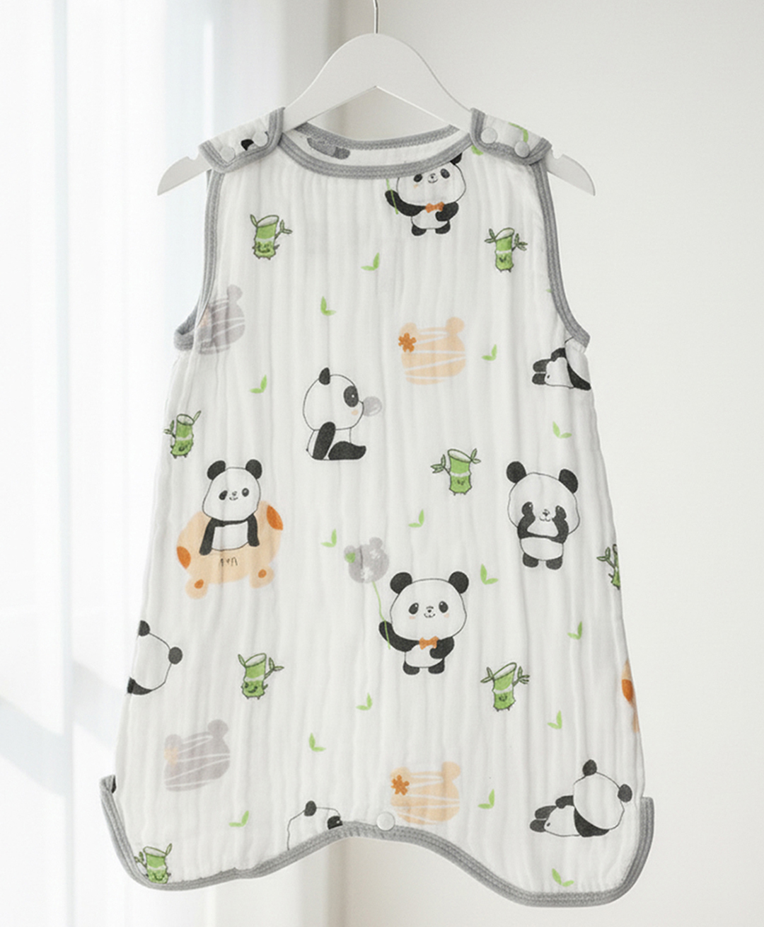 Baby Moo Panda 6 Layer Snap Button Muslin Sleeping Bag / Wearable Blanket / Sleep Sack - White-image-36