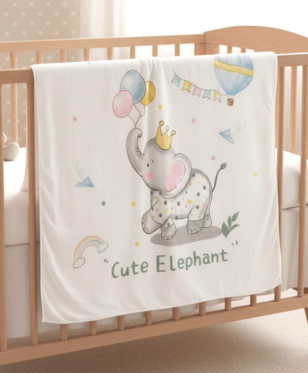 Baby Moo Cute Elephant Double Layered Cooling Breathable Bamboo Blanket - White-picture-26