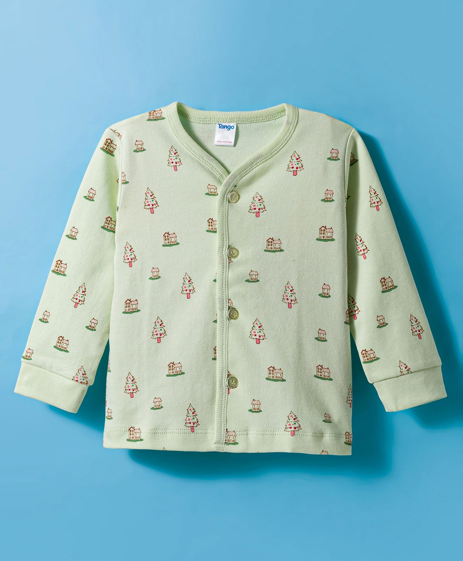 Tango Interlock Knit Full Sleeves Jhablas With Tree Print - Green-picture-17
