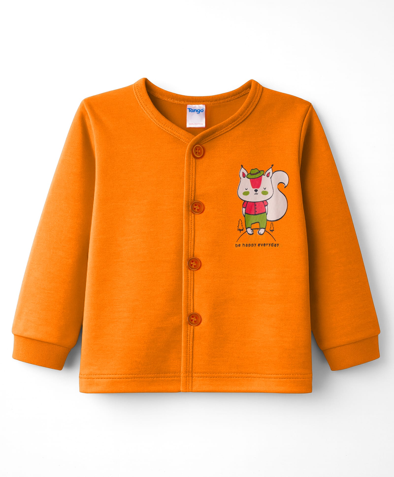 Tango Interlock Knit Full Sleeves Jhabla With Squirrel Print - Orange-picture-44