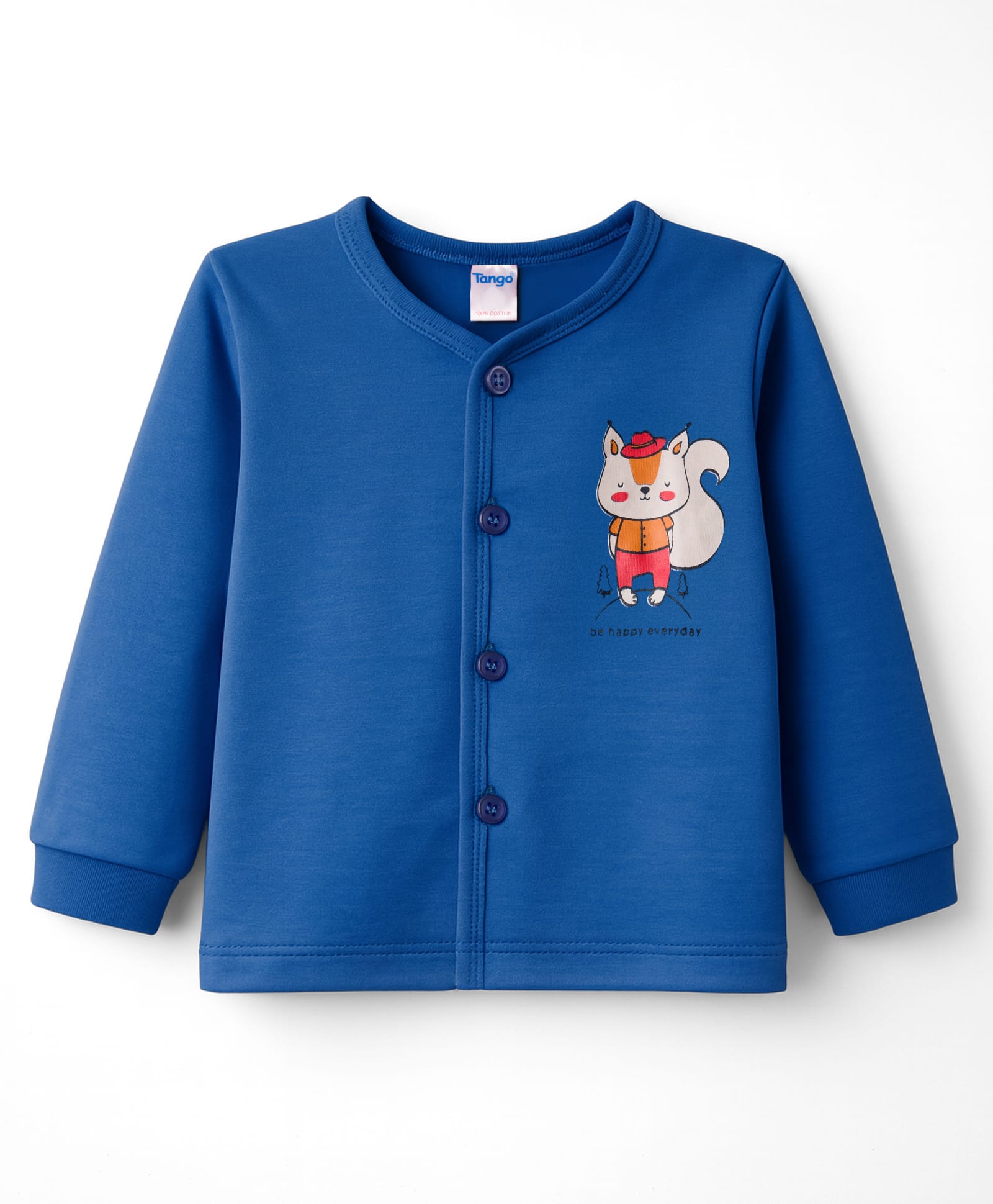 Tango Interlock Knit Full Sleeves Jhabla With Squirrel Print - Blue-image-45