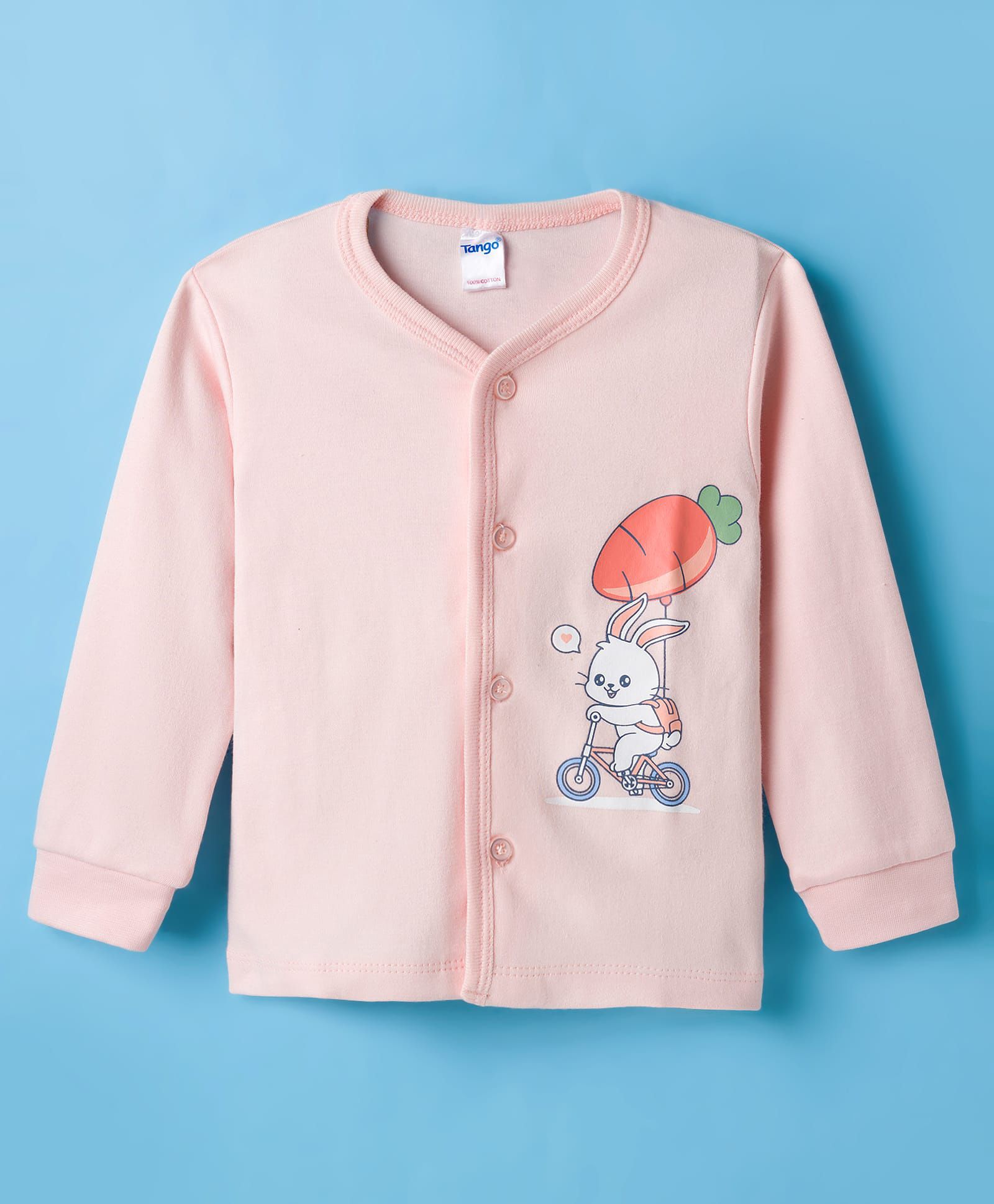 Tango Interlock Knit Full Sleeves Jhabla with Bunny Print - Pink-picture-11