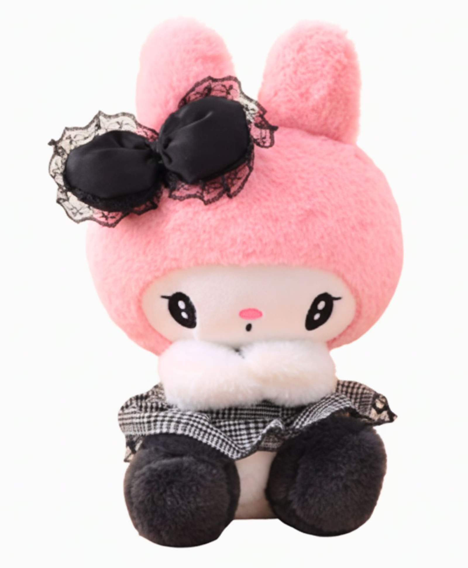 Kids Mandi Kawai Kuromi Frock Teddy with Bow - Pink, 21x8x28 CM, Cute Plush Toy, Adorable Gift, Soft Stuffed Animal, Perfect for Kids, Collectible Decor - Height 28 cm-image-7
