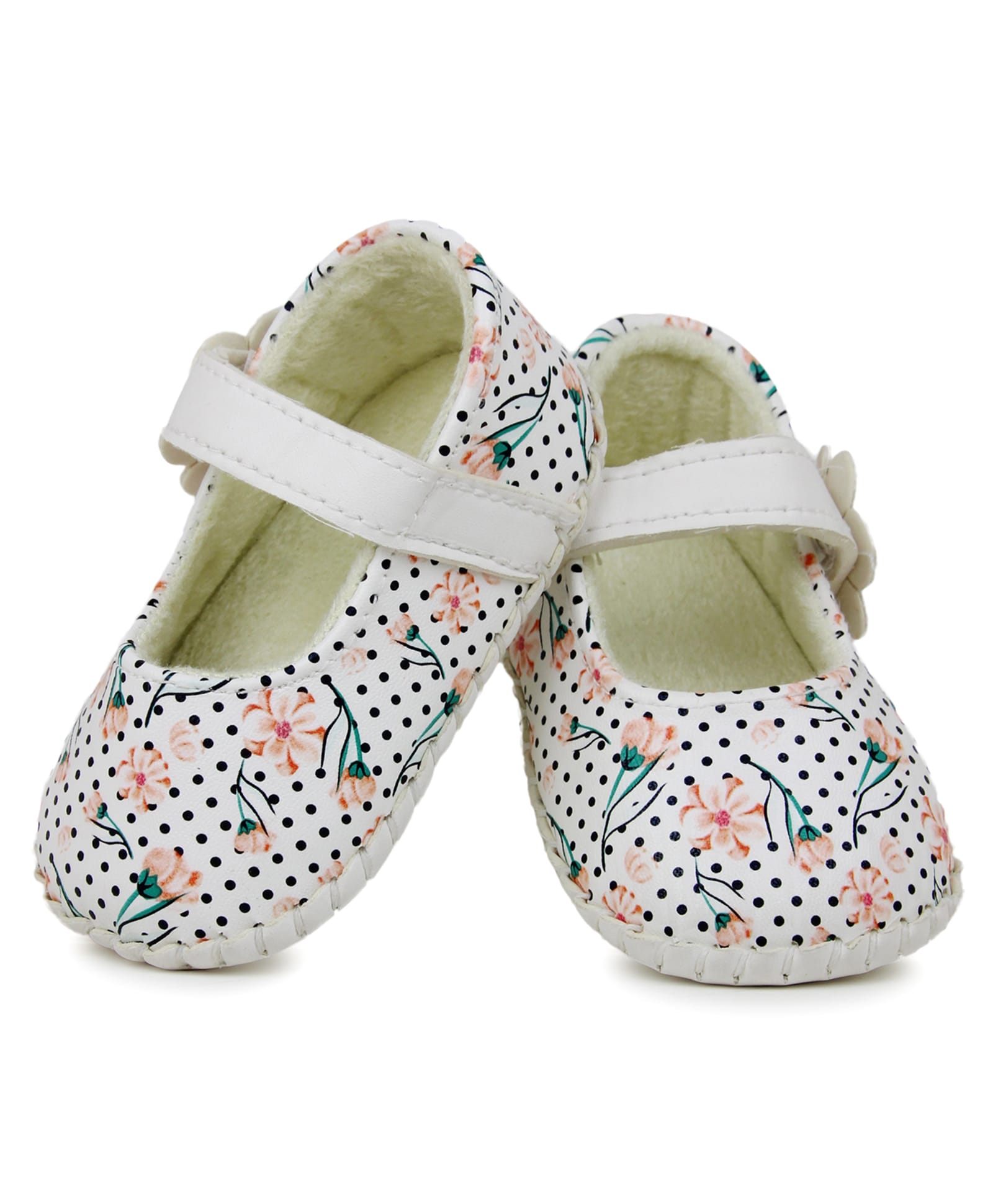 Neska Moda Floral Printed Velcro Closure Booties - White-picture-32