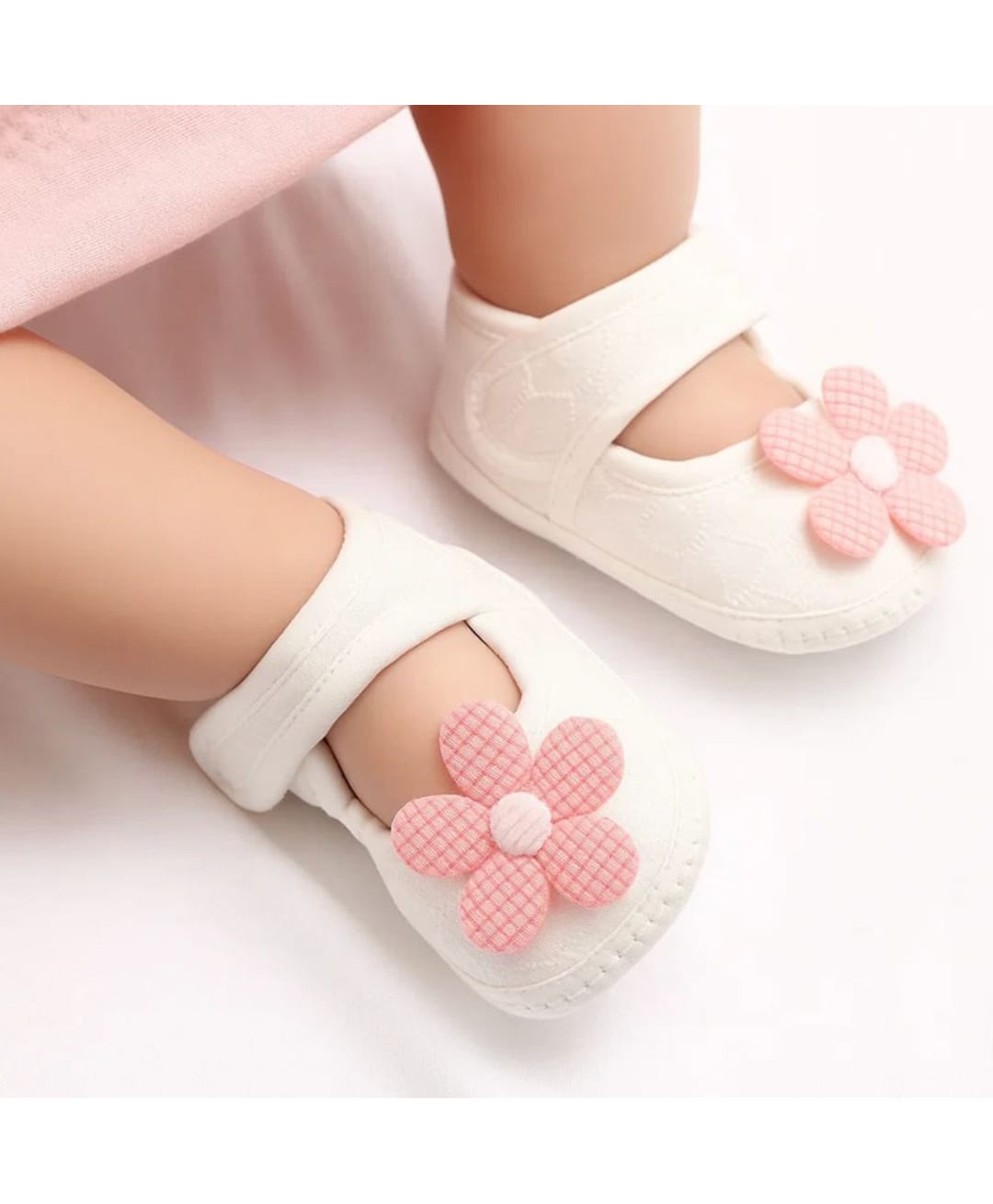 Neska Moda Floral Applique Detailed Velcro Closure Booties - White & Orange-picture-34