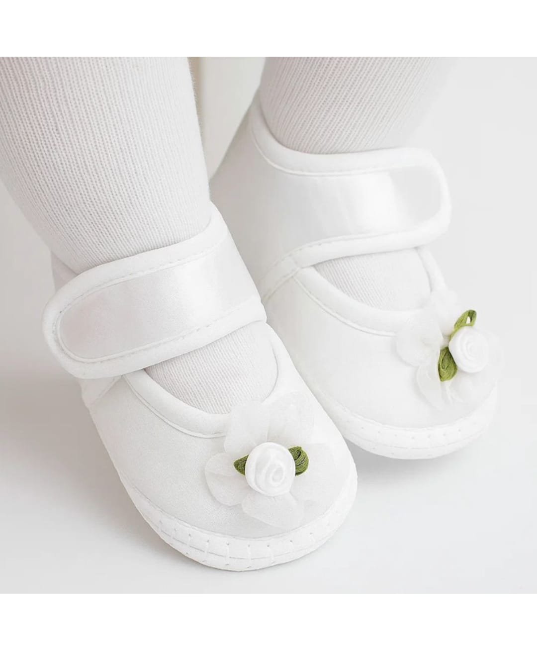 Neska Moda Floral Applique Detailed Velcro Closure Booties - White-picture-23