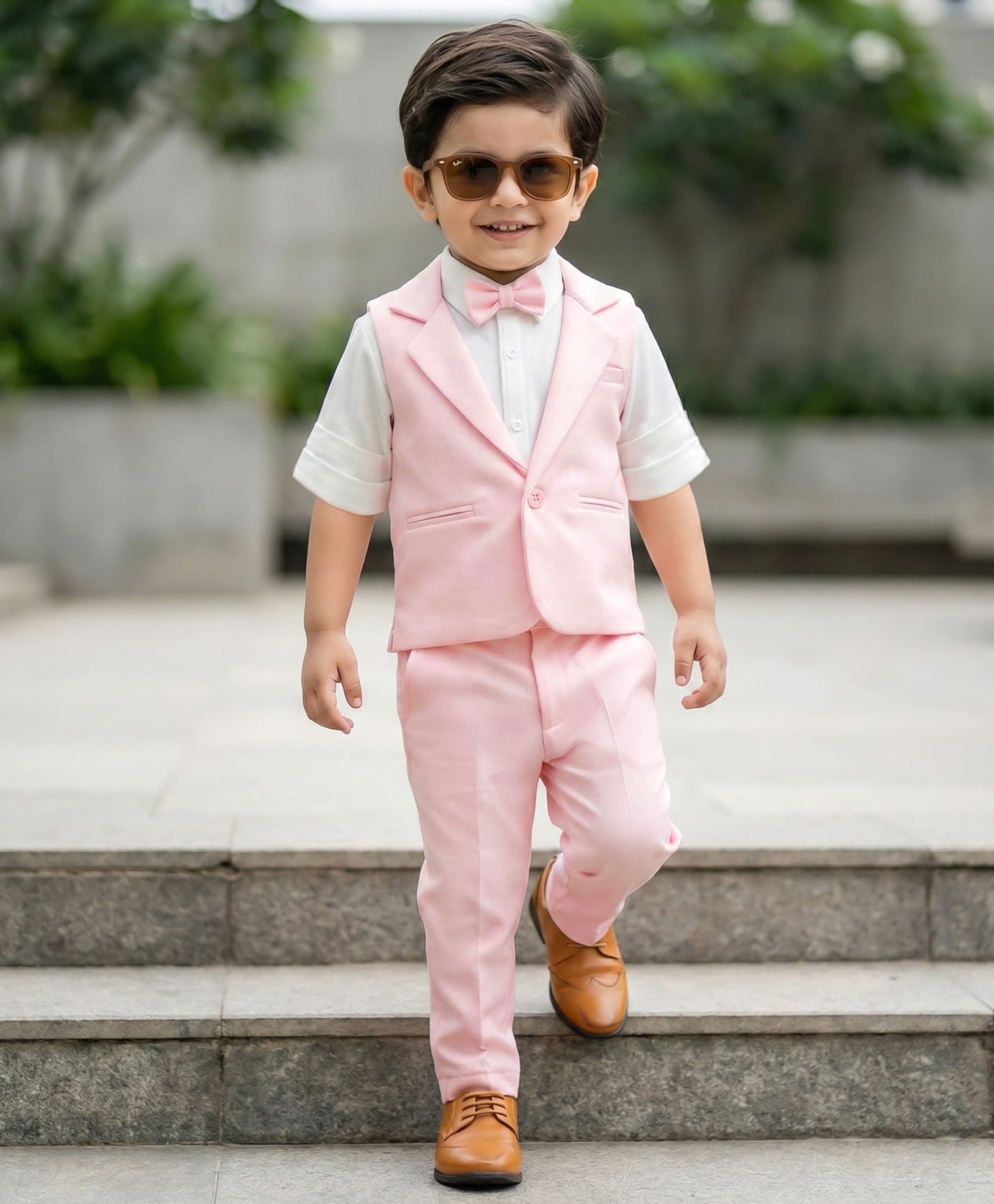 Babyhug Knit Full Sleeves Solid 3 Piece Party Suit - Light Pink-picture-29
