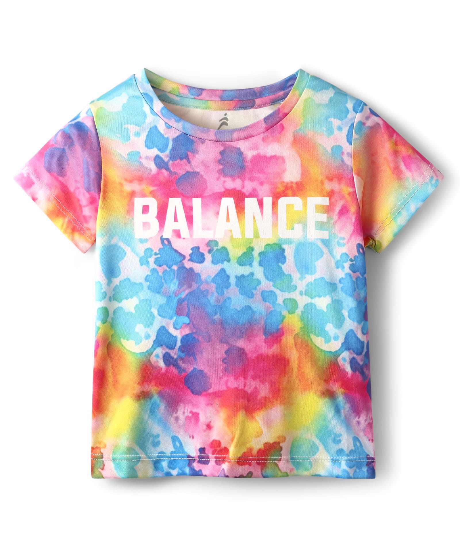 Pine Active Knit Half Sleeve High Stretch Tie & Dye T-Shirt with Water Colour Effect & Text Print - Multicolor