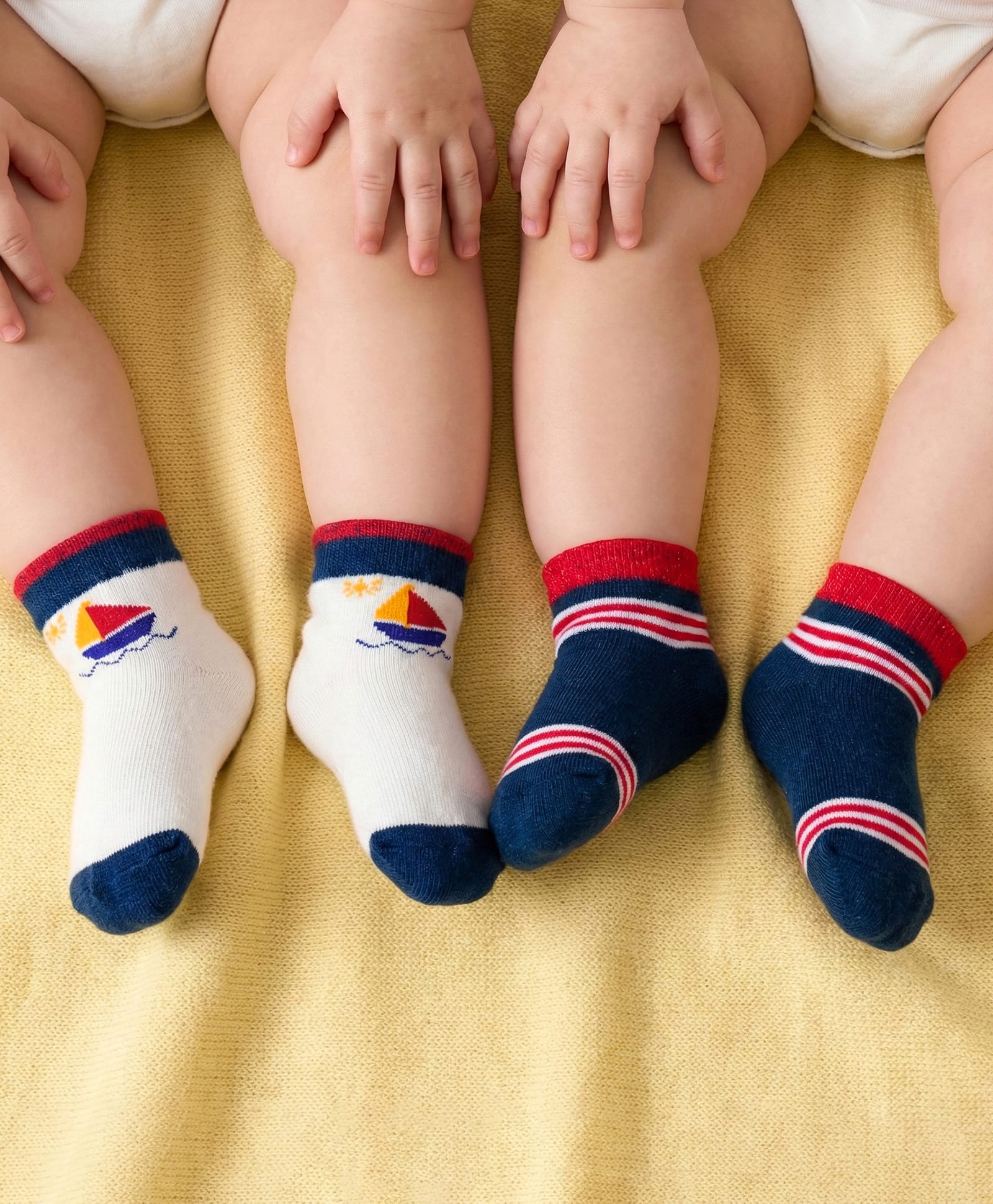 Babyoye Cotton Bamboo Knit Socks With Boat Design Pack of 2 - Red White & Navy Blue-image-21