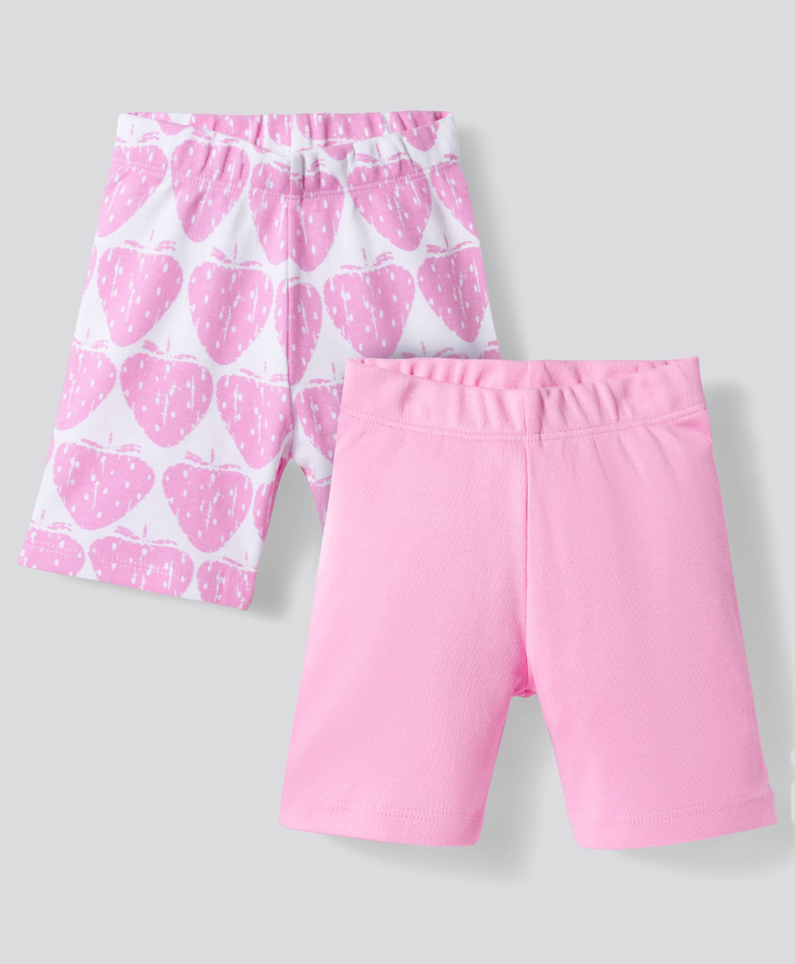 Bonfino 100% Cotton Knit Knee Length Strawberry Printed Shorts Pack of 2 - Pink-picture-8