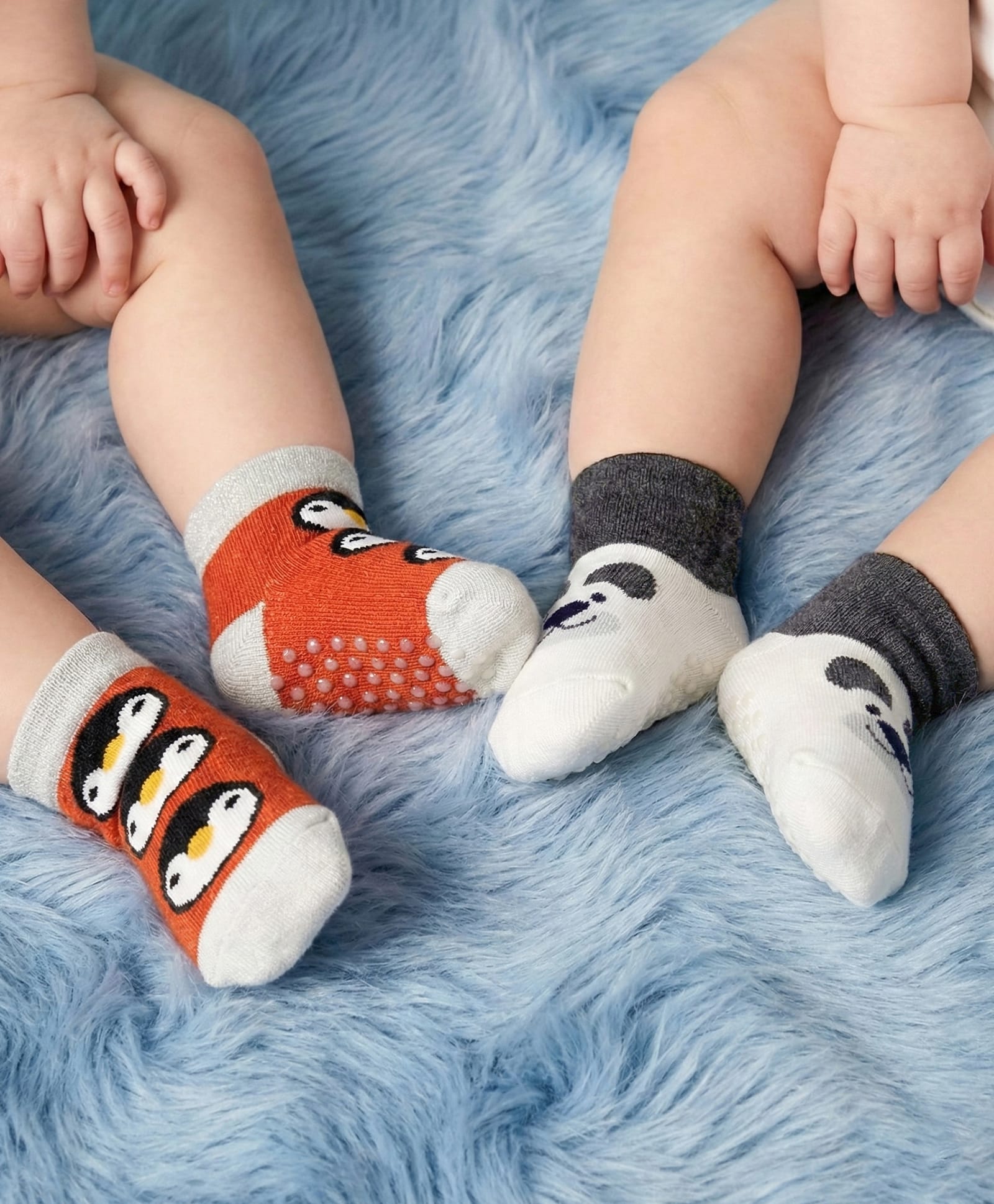 Babyoye Cotton Bamboo Socks With Animal Design Pack of 2 - Orange & Grey-image-38