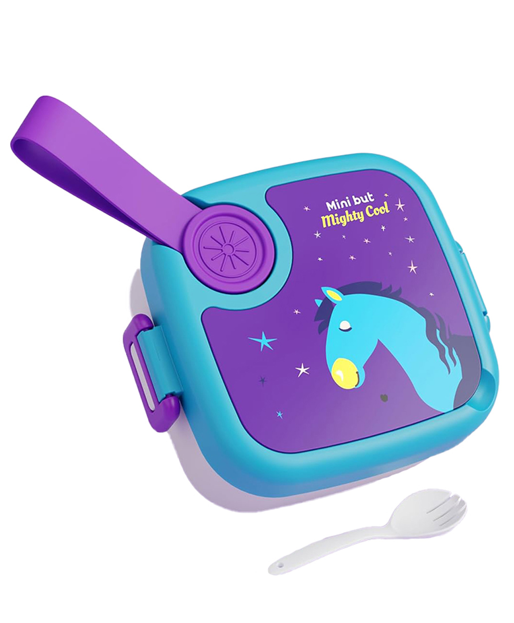 ATTRO KidsMate Horse Printed Stainless Steel Lunch Box - Blue & Purple-picture-34