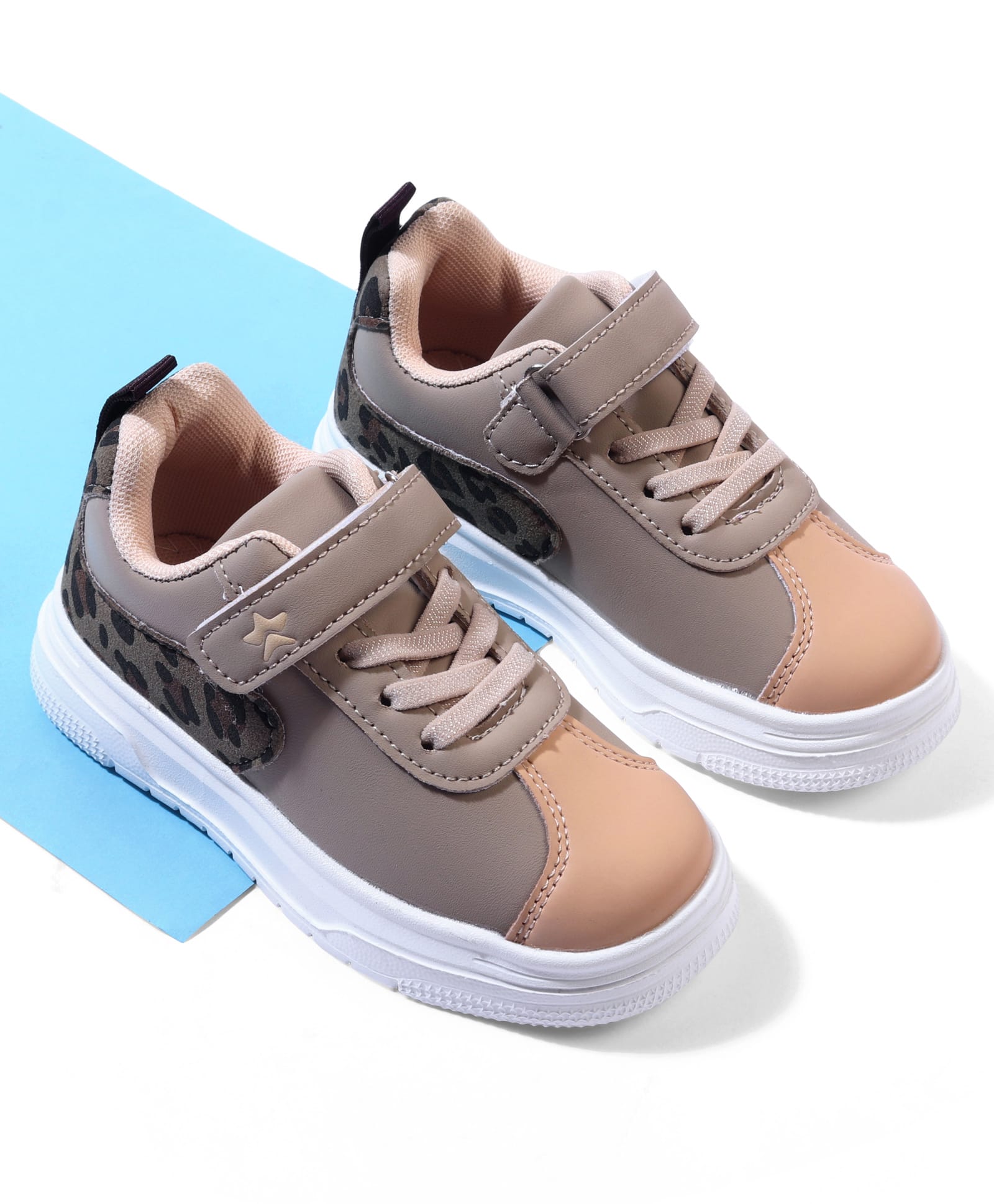 Cute Walk by Babyhug Velcro Closure Sneaker Shoes With Leopard Print - Khaki-image-10