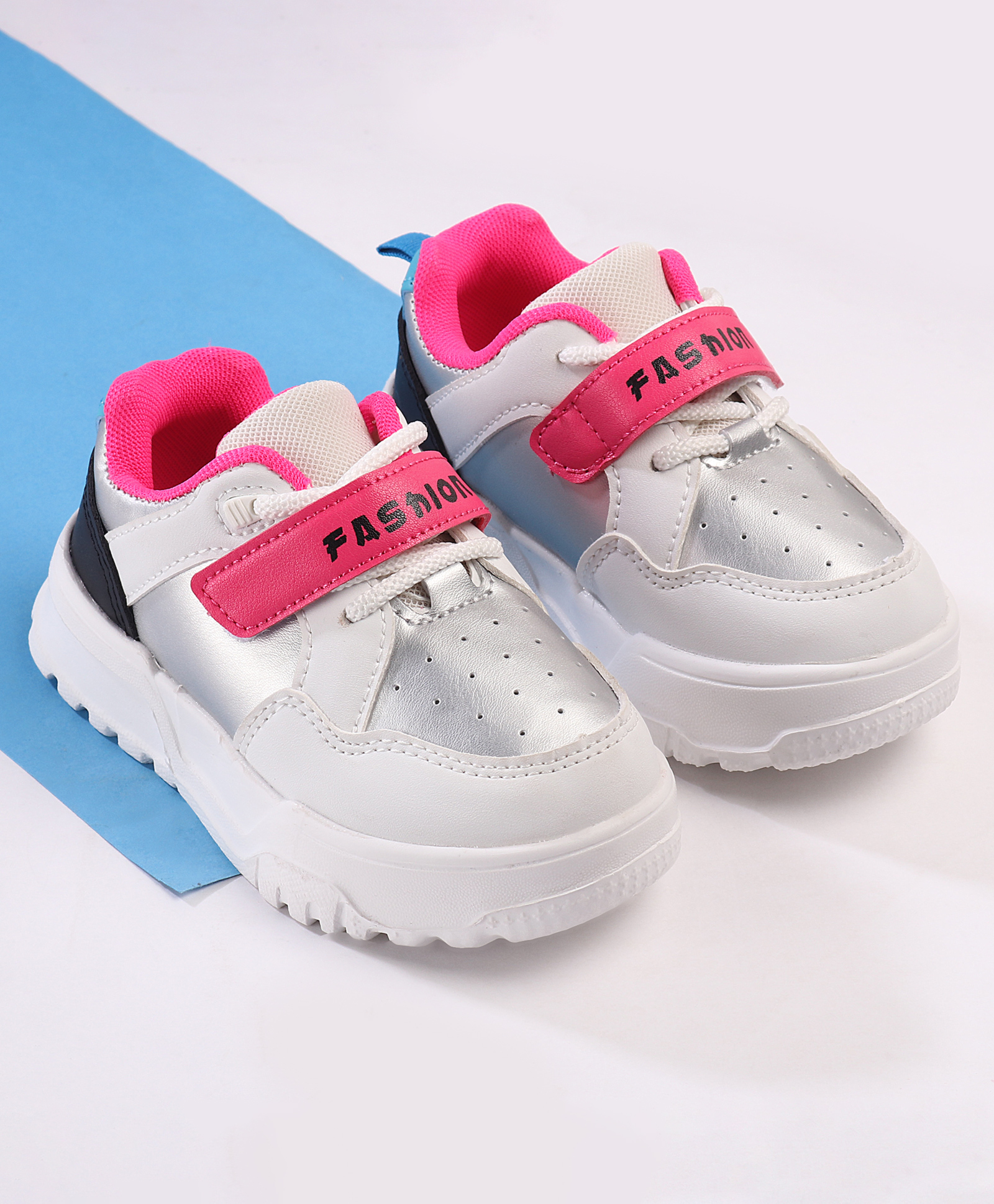 cute walk by babyhug velcro closure sneakers with fashion text print - pink