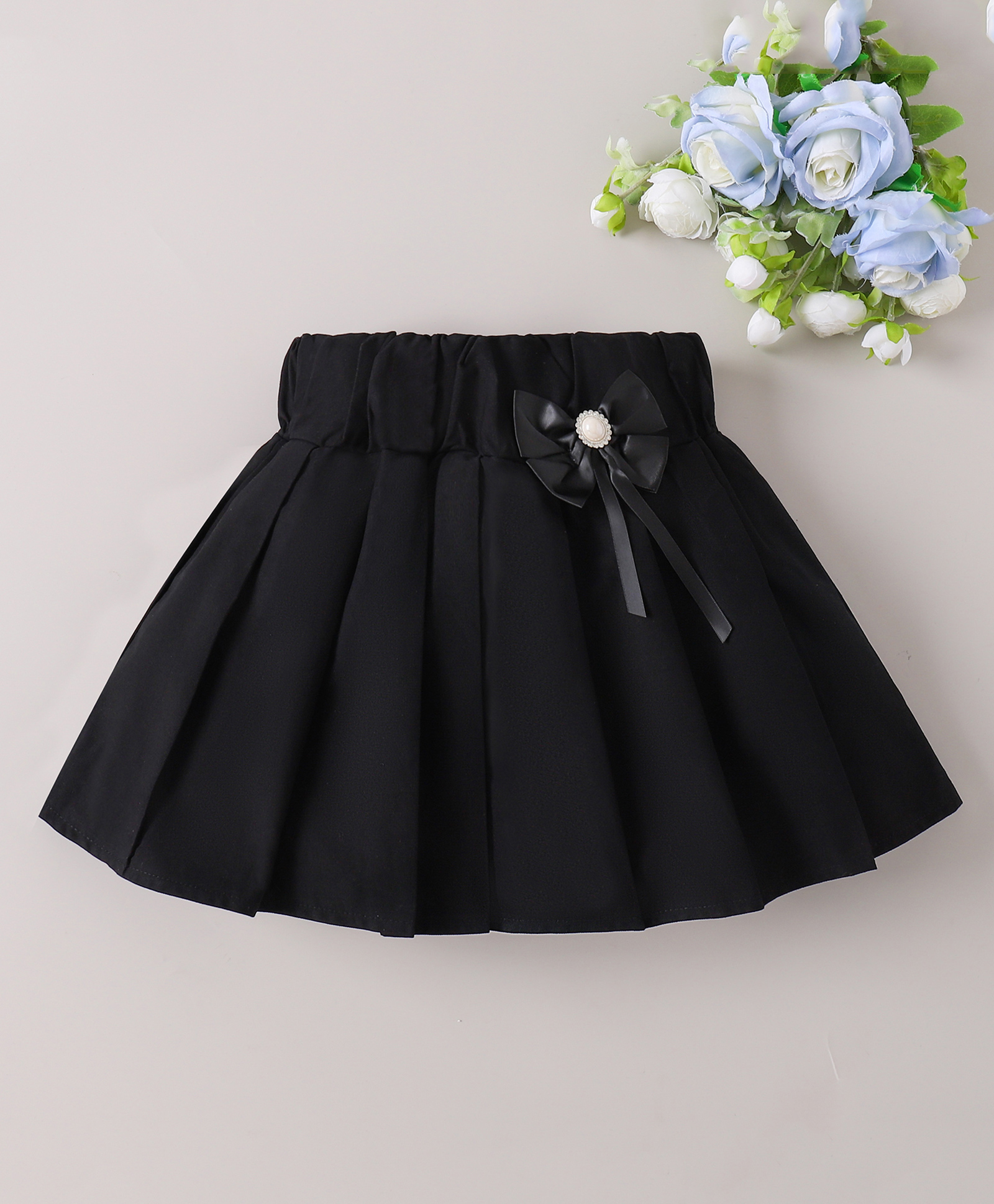 Mark & Mia Cotton Skirt with Floral Applique -Black