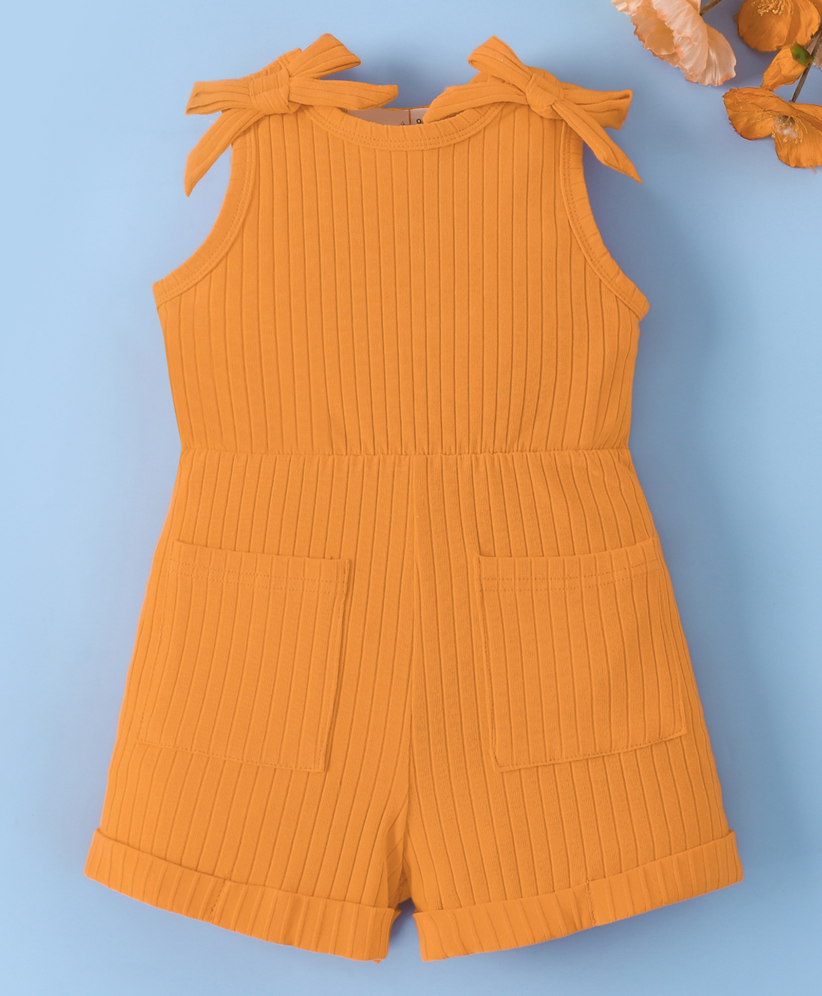 Mark & Mia Cotton Sleeveless Solid Color Jumpsuit - Orange-picture-24