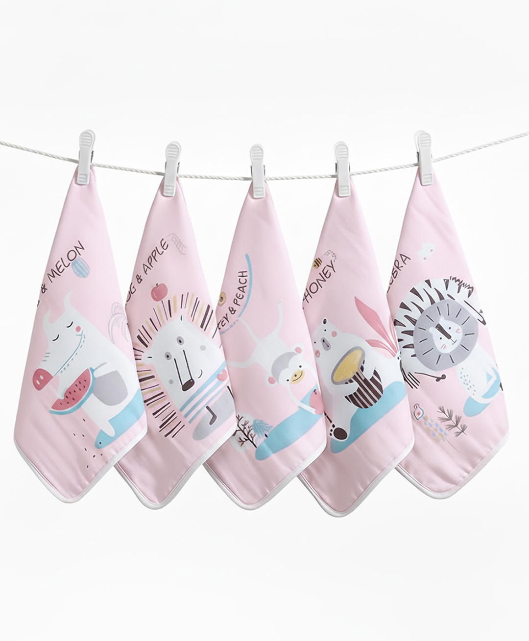 Baby Moo Mom's Love Pack of 5 Muslin Napkin - Peach-picture-3