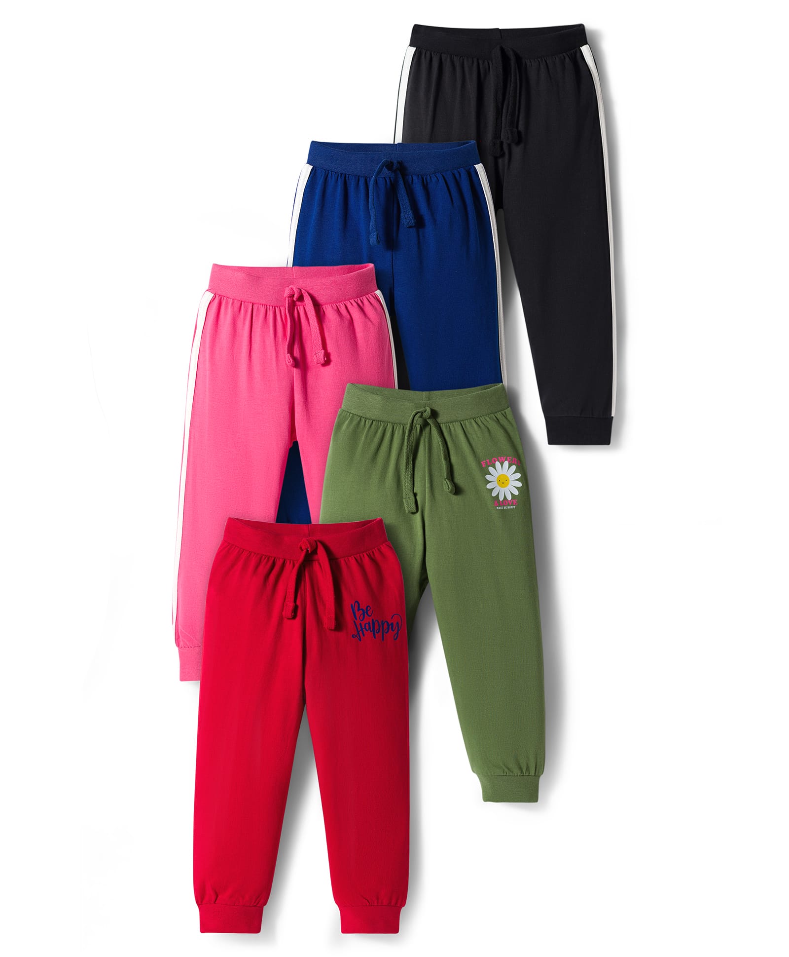 Babyhug Single Jersey Knit Full Length Lounge Pant With Floral Print Pack Of 5 - Multicolour-picture-21
