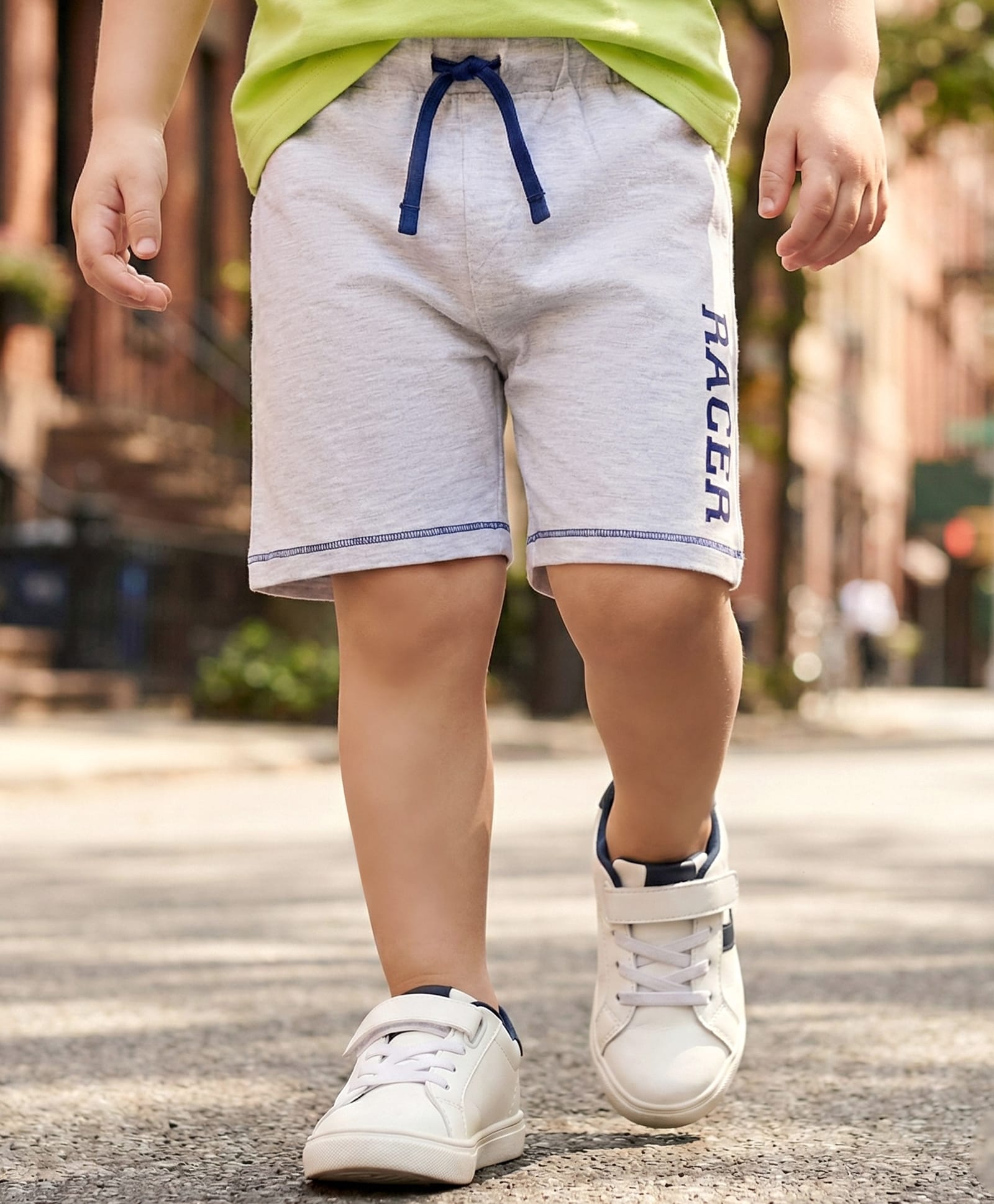 Babyhug Single Jersey Knit Mid Thigh Shorts With Text Print - Grey-image-29