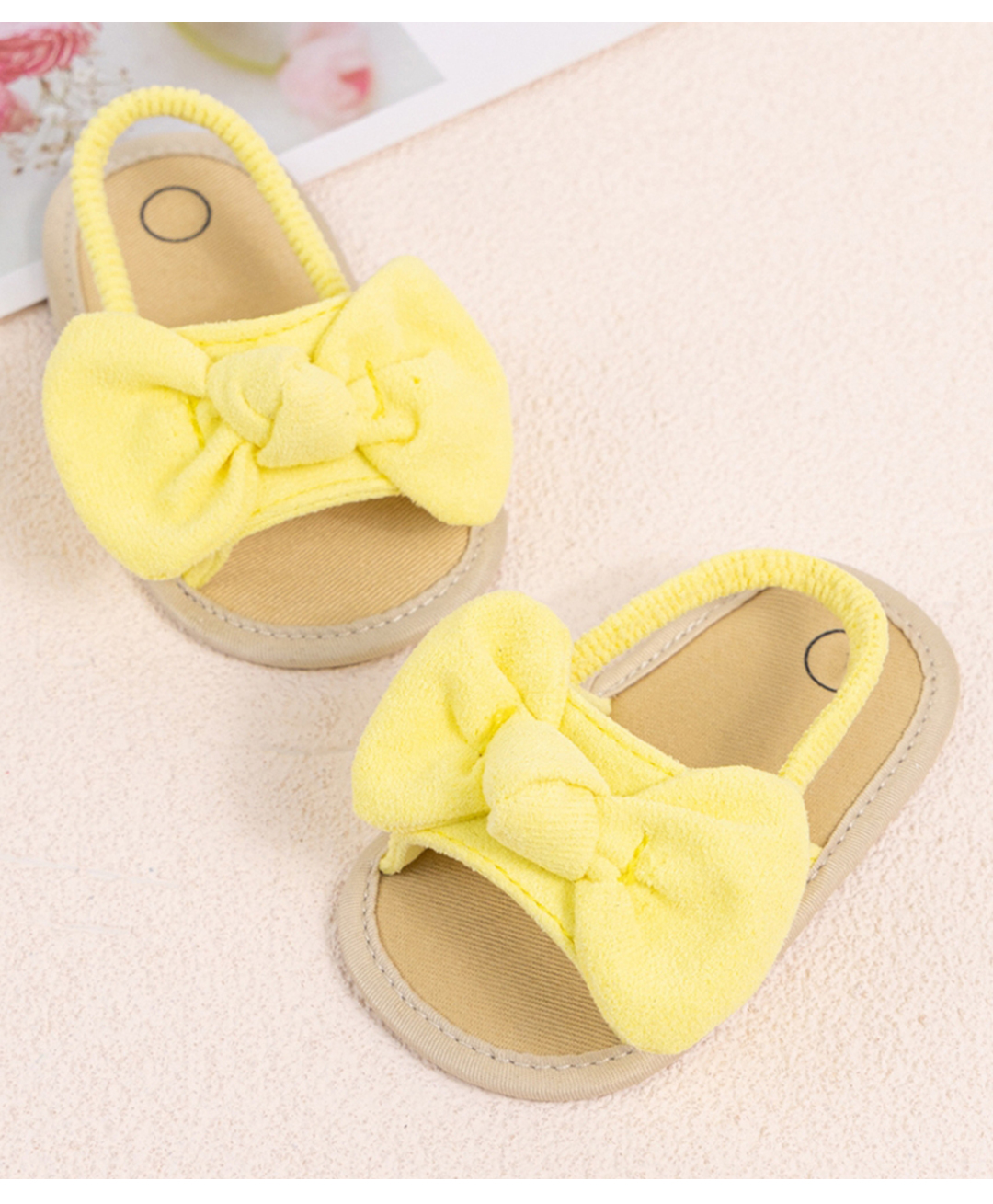 Neska Moda Anti Slip Bow Applique Detailed Slingback Sandals - Yellow-picture-37