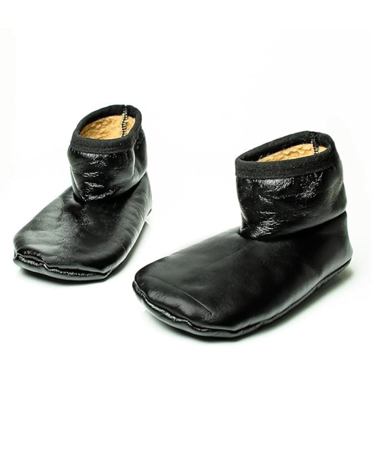 the little lookers The Little Leather Knit Solid Sock Shoes - Black-picture-17