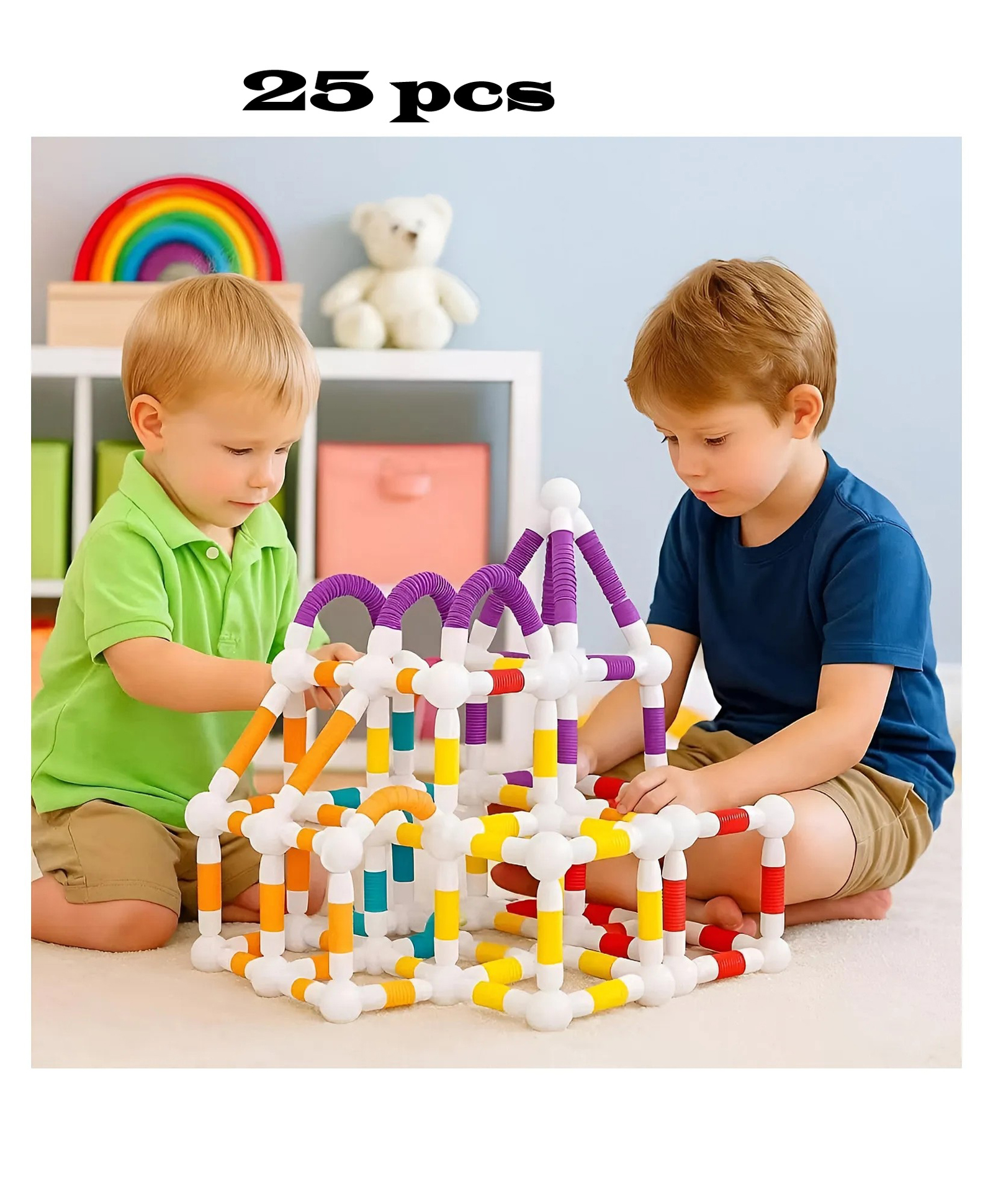 AKN TOYS Educational Stem Learning Magnet Stick with Balls Game Set (25 Pcs) Flexible Magnetic Sticks Building Blocks for Kids - PACK OF 1- ( COLOR MAY VARY )-image-29