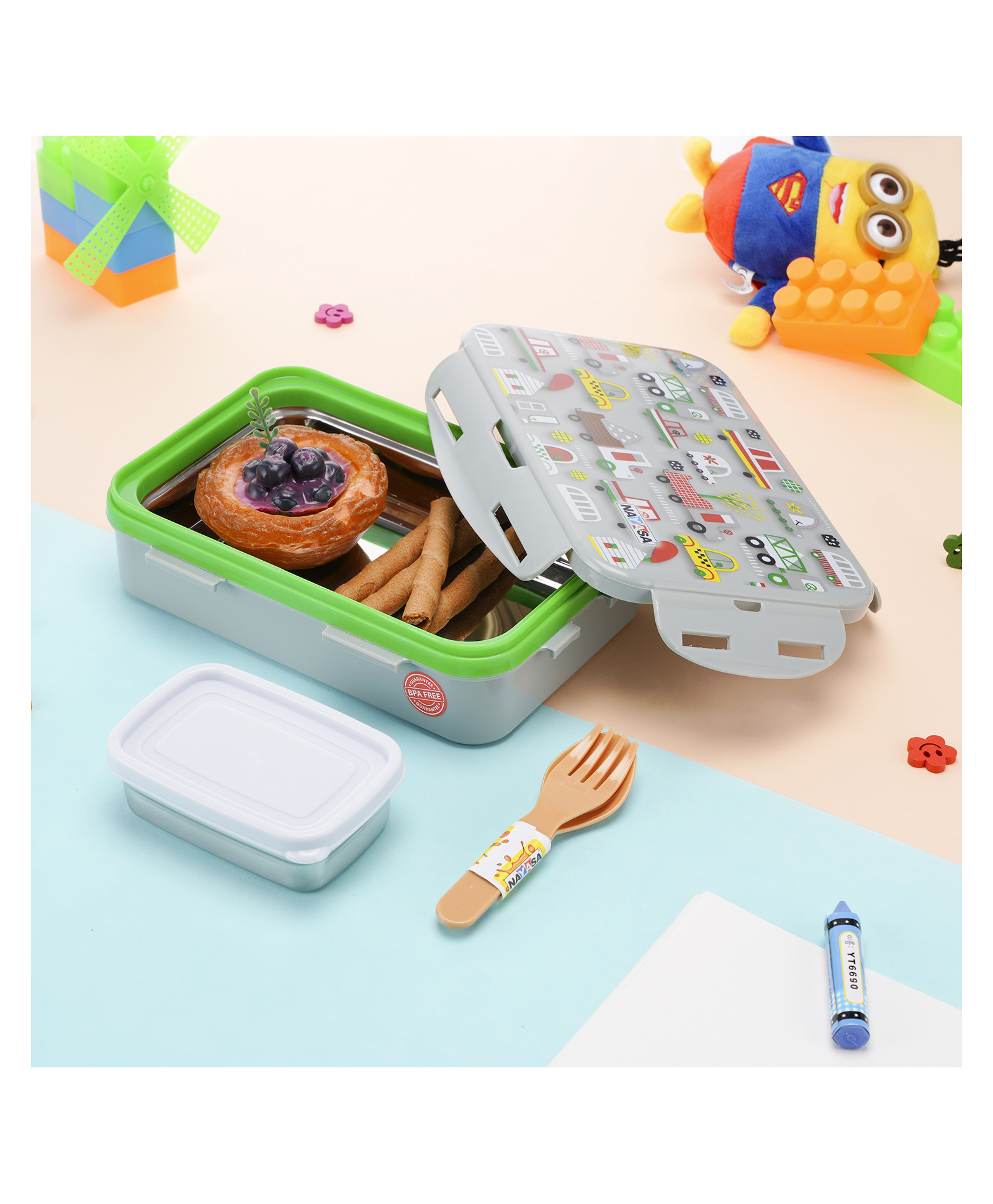 Nayasa Nutri Army DLX Insulated Stainless Steel Leak Proof Lunch Box with Inner Dibbi & Container Grey - 850 ml-picture-27
