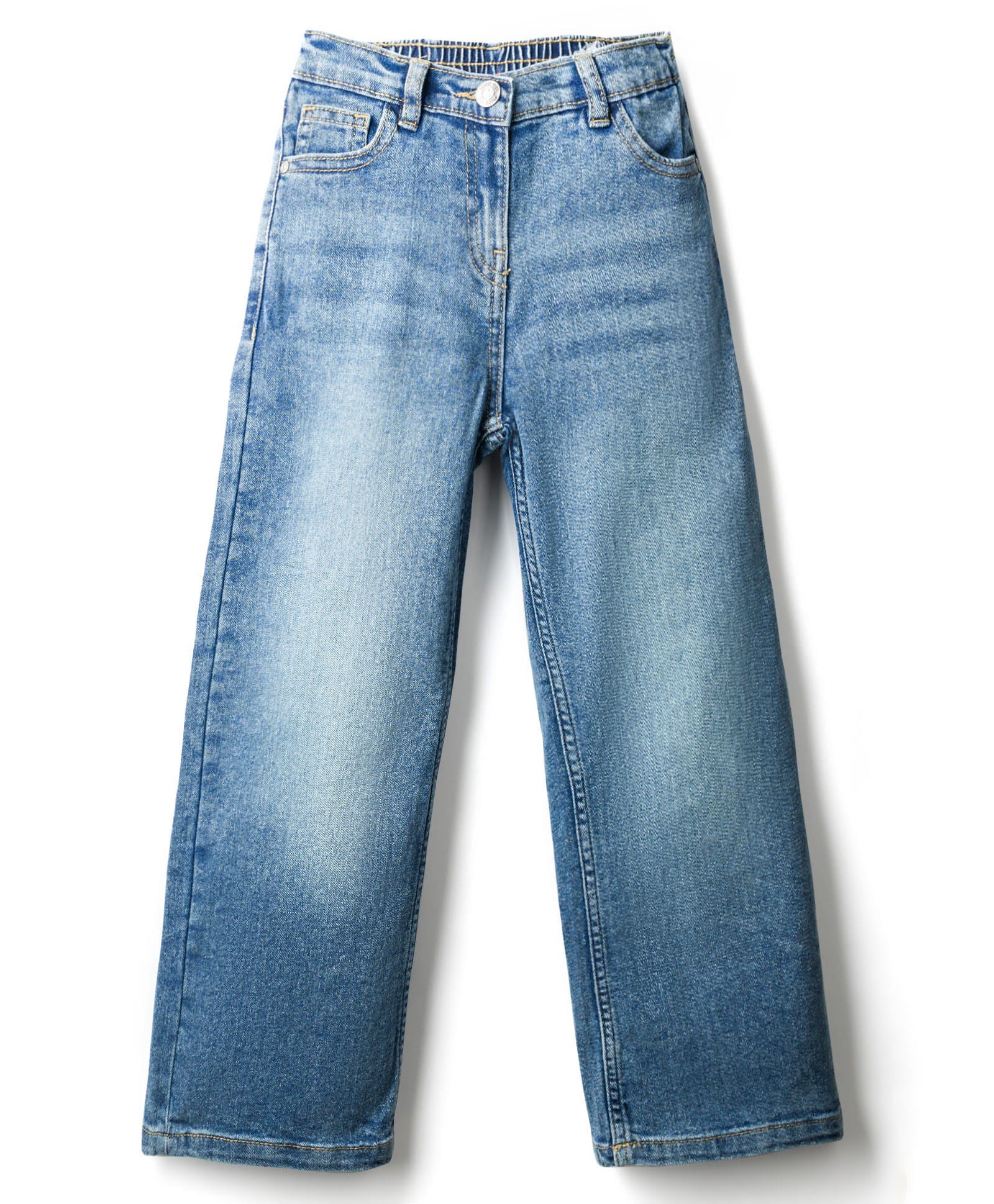 Kookie Kids Full Length Comfort Fit Washed Denim Jeans - Light Blue