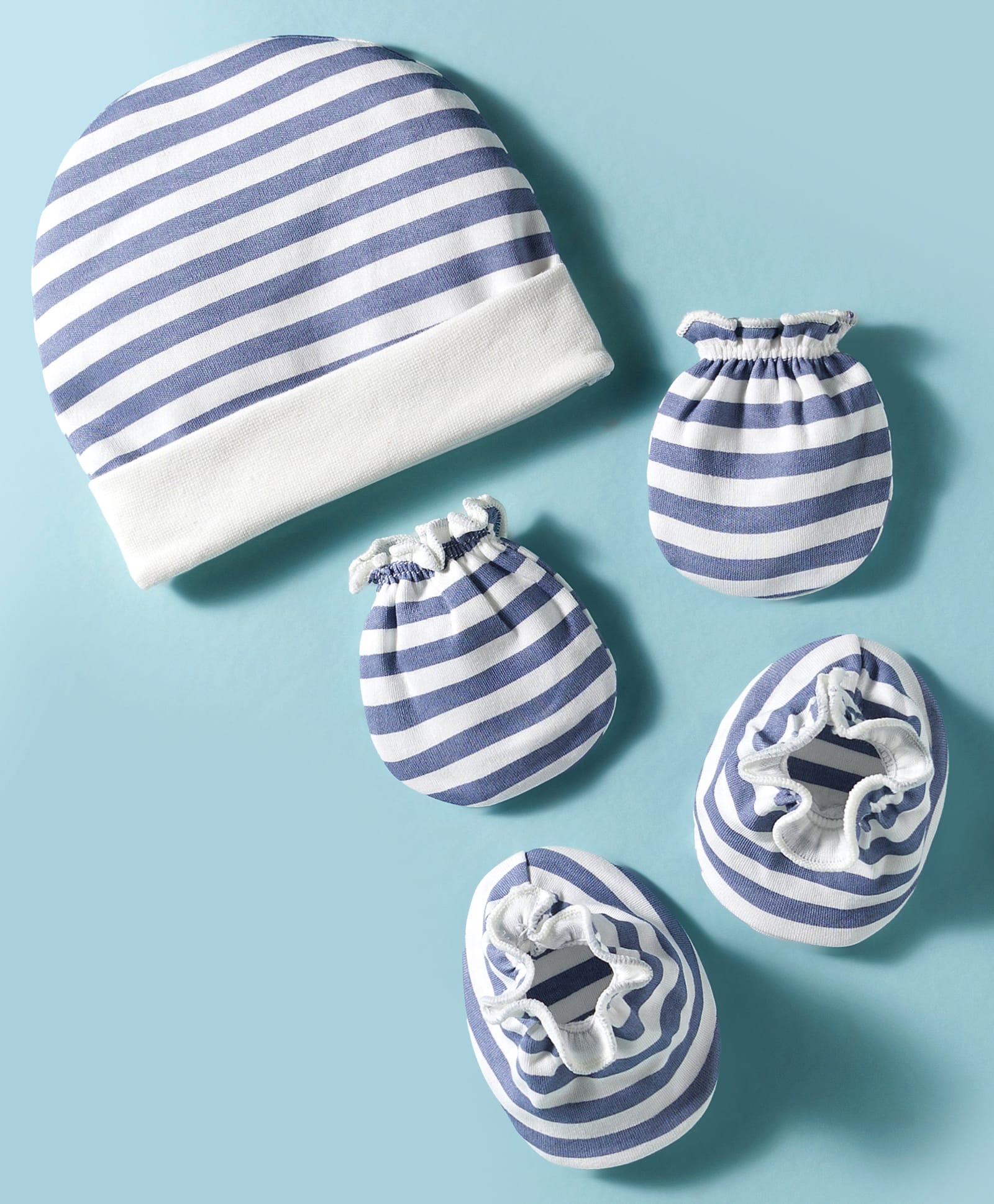 Ben Benny Interlock Knit Striped Cap Mittens & Booties Royal Blue - Diameter 9 cm-picture-15